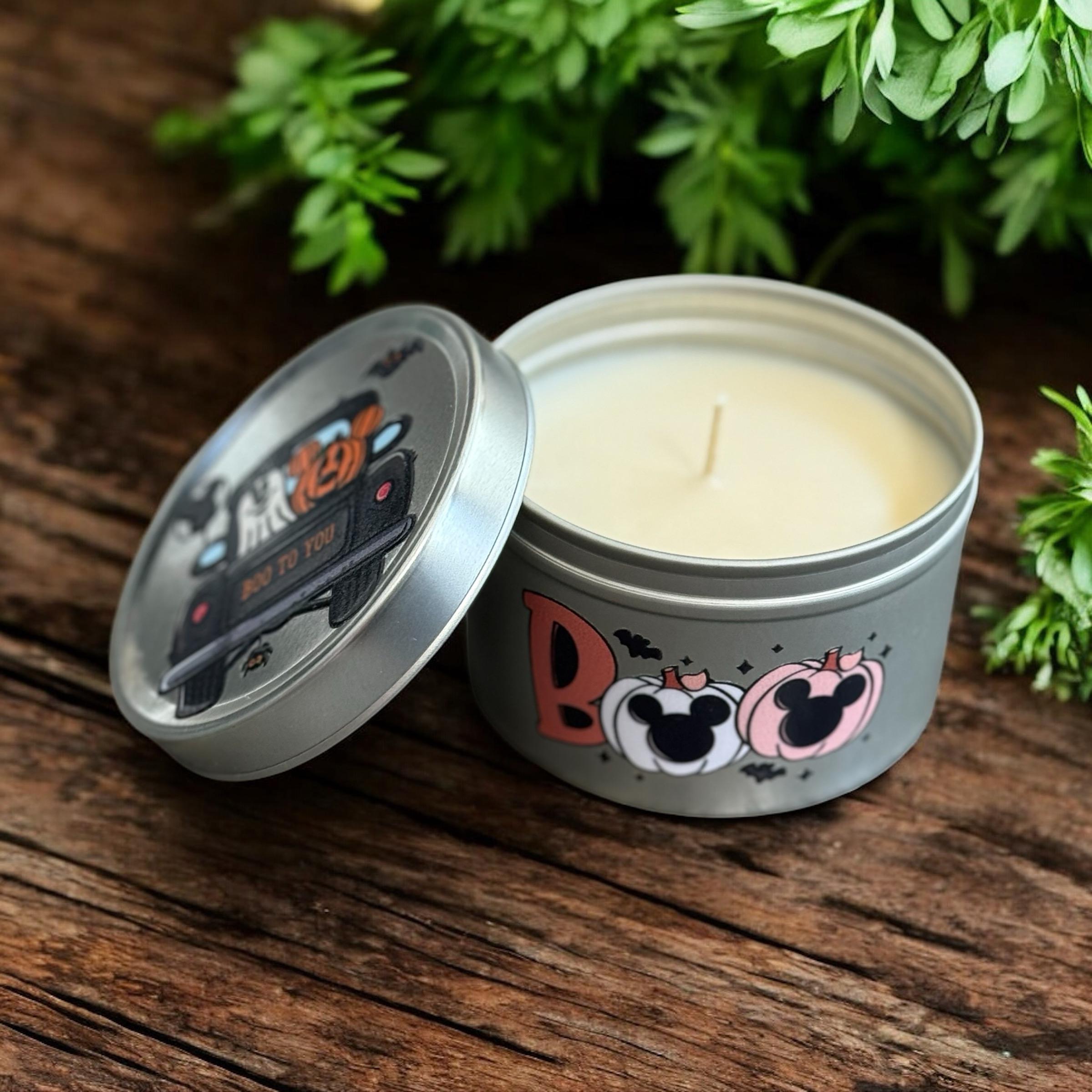 Disney Mickey Halloween Candle Tin Candy Corn Boo To You