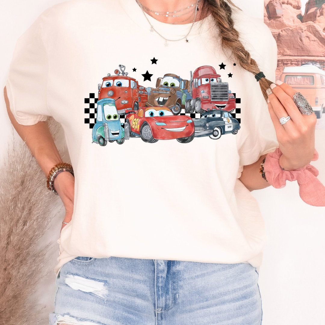 Disney Cars Vintage Comfort Color Oversized Tee Shirt