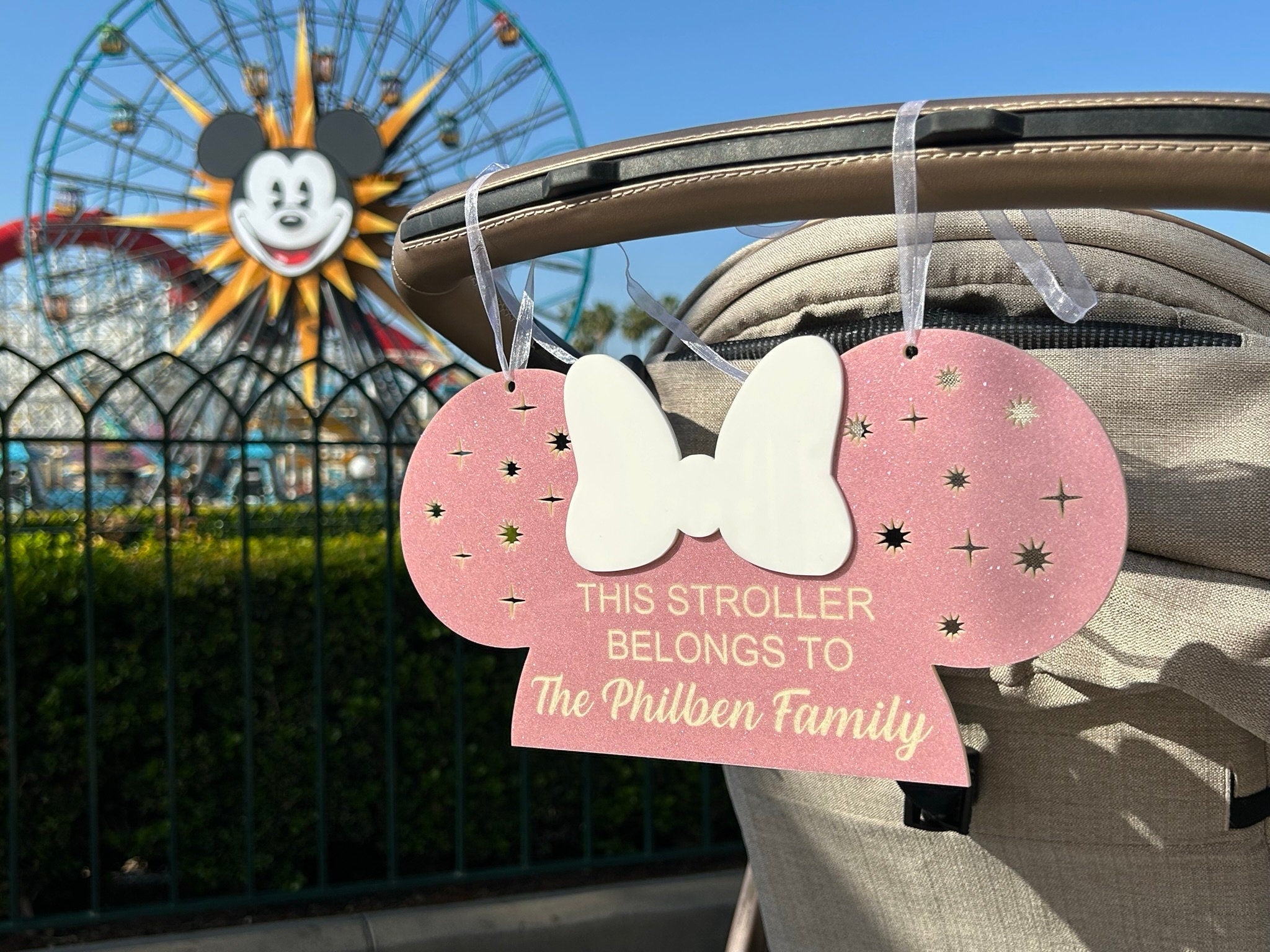 Disney Inspired Personalized Stroller Tag Mickey Mouse Minnie