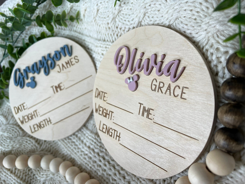 Mickey Minnie Baby Announcement Sign Disney Baby Name Reveal