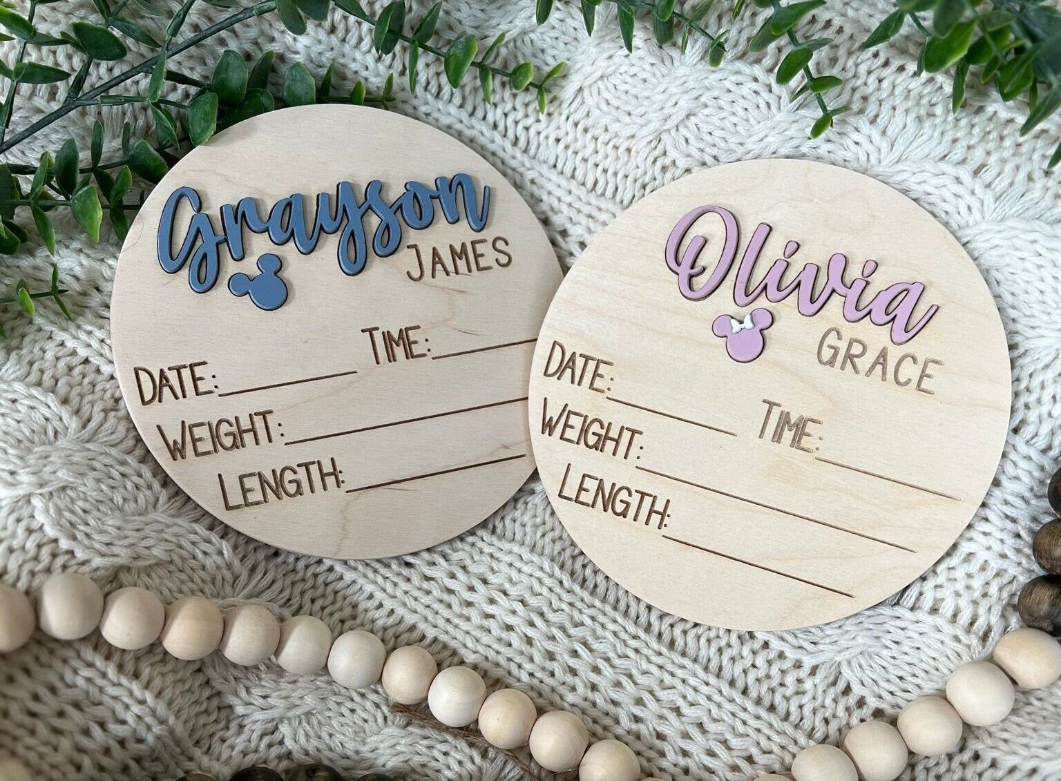 Mickey Minnie Baby Announcement Sign Disney Baby Name Reveal