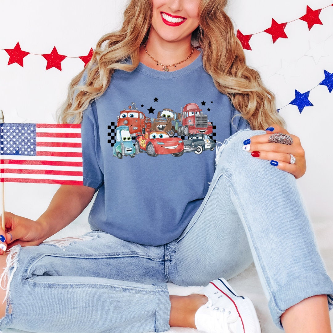 Disney Cars Vintage Comfort Color Oversized Tee Shirt