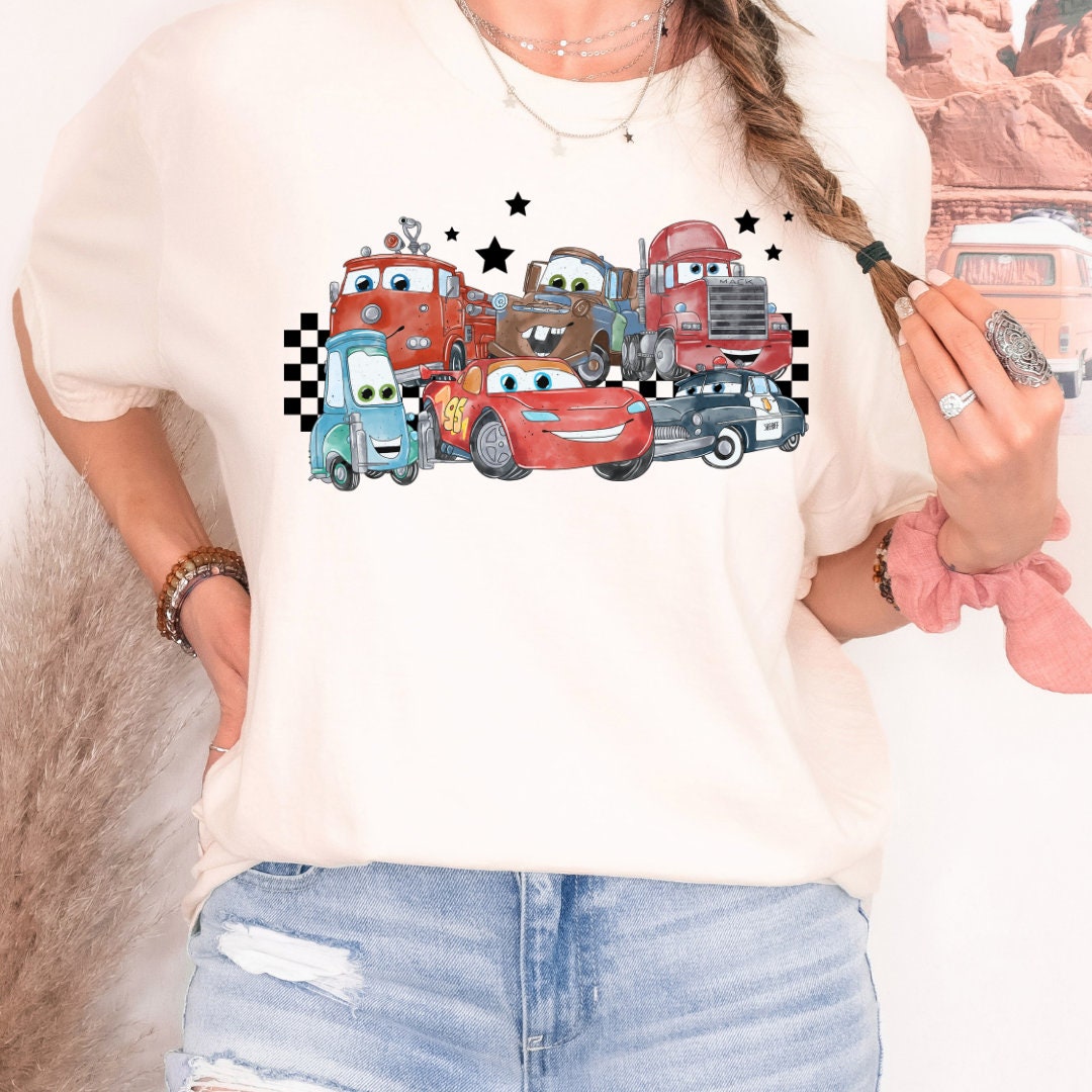 Disney Cars Vintage Comfort Color Oversized Tee Shirt