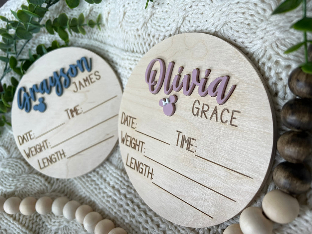 Mickey Minnie Baby Announcement Sign Disney Baby Name Reveal