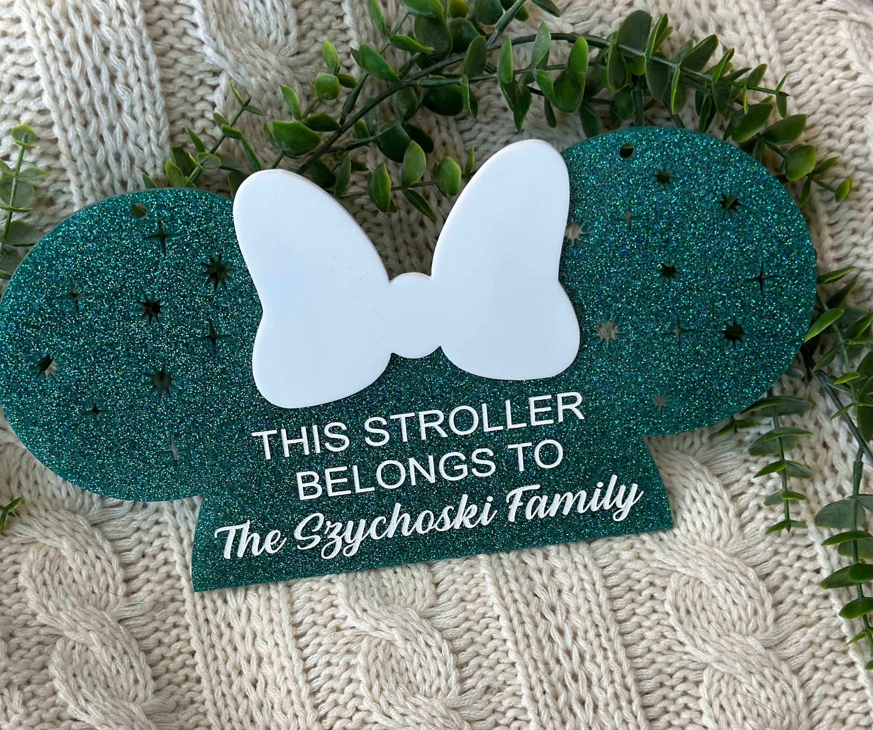 Disney Inspired Personalized Stroller Tag Mickey Mouse Minnie
