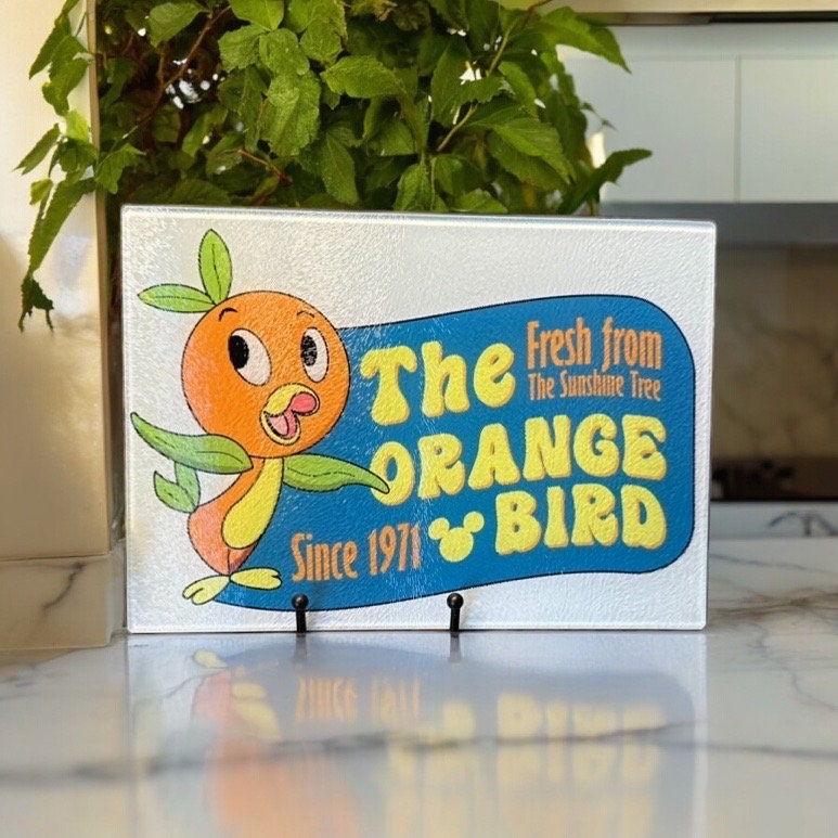 Disney Orange Bird Glass Cutting Board Home Decor
