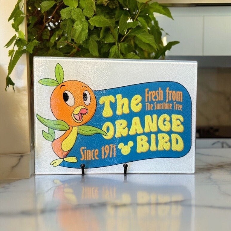 Disney Orange Bird Glass Cutting Board Home Decor