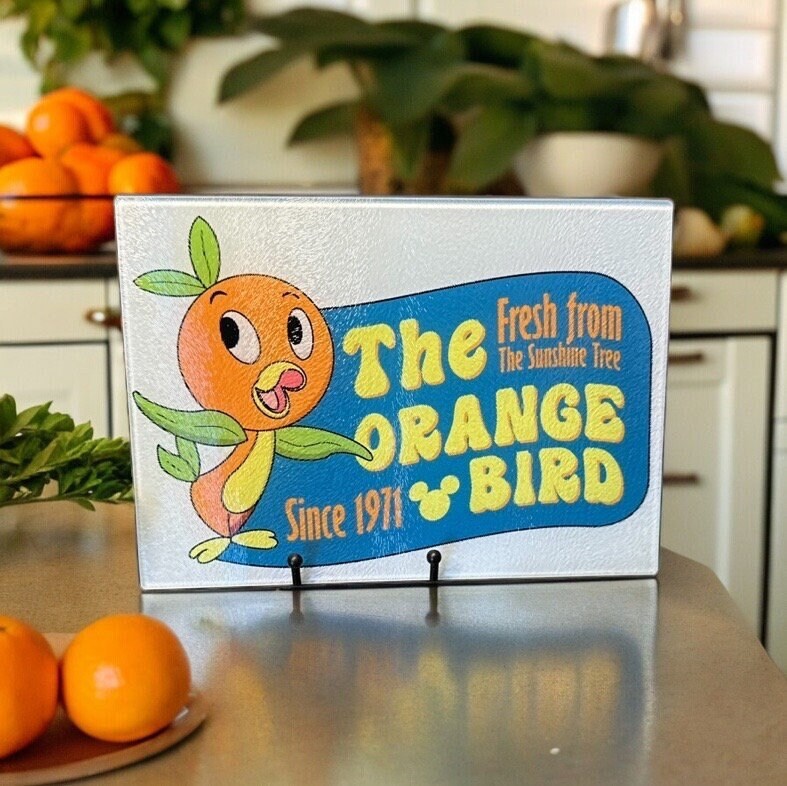 Disney Orange Bird Glass Cutting Board Home Decor