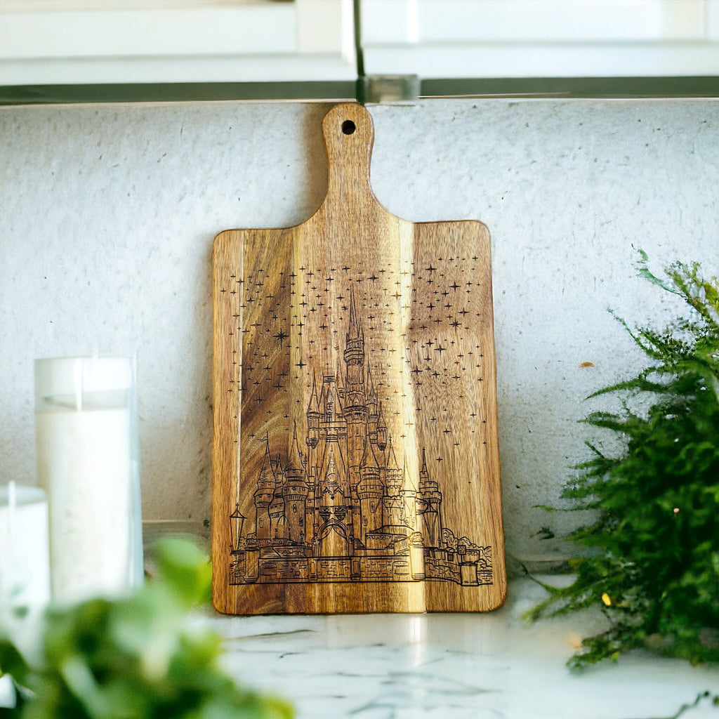 Disney Cinderella Castle Acacia Wood Charcuterie Board