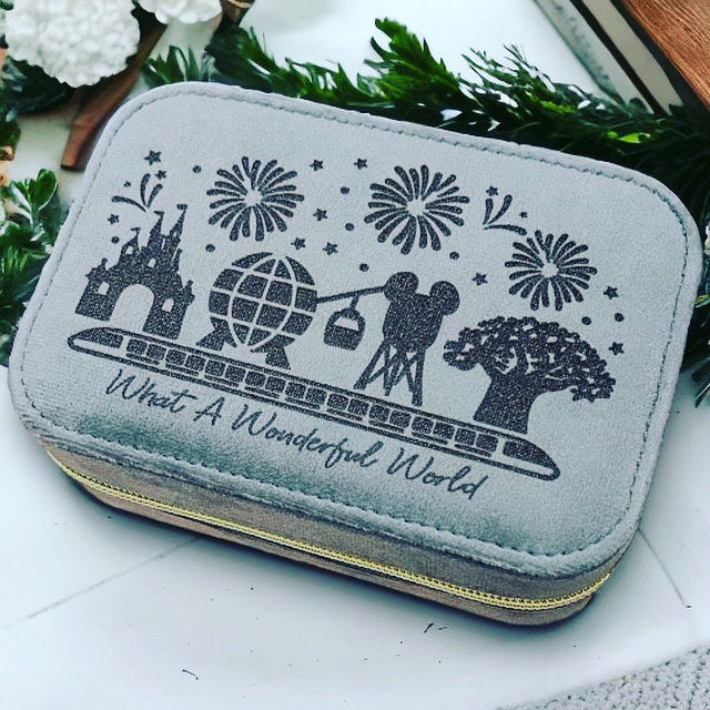 Disney Four Parks Velvet Jewelry Box Disney World Disneyland