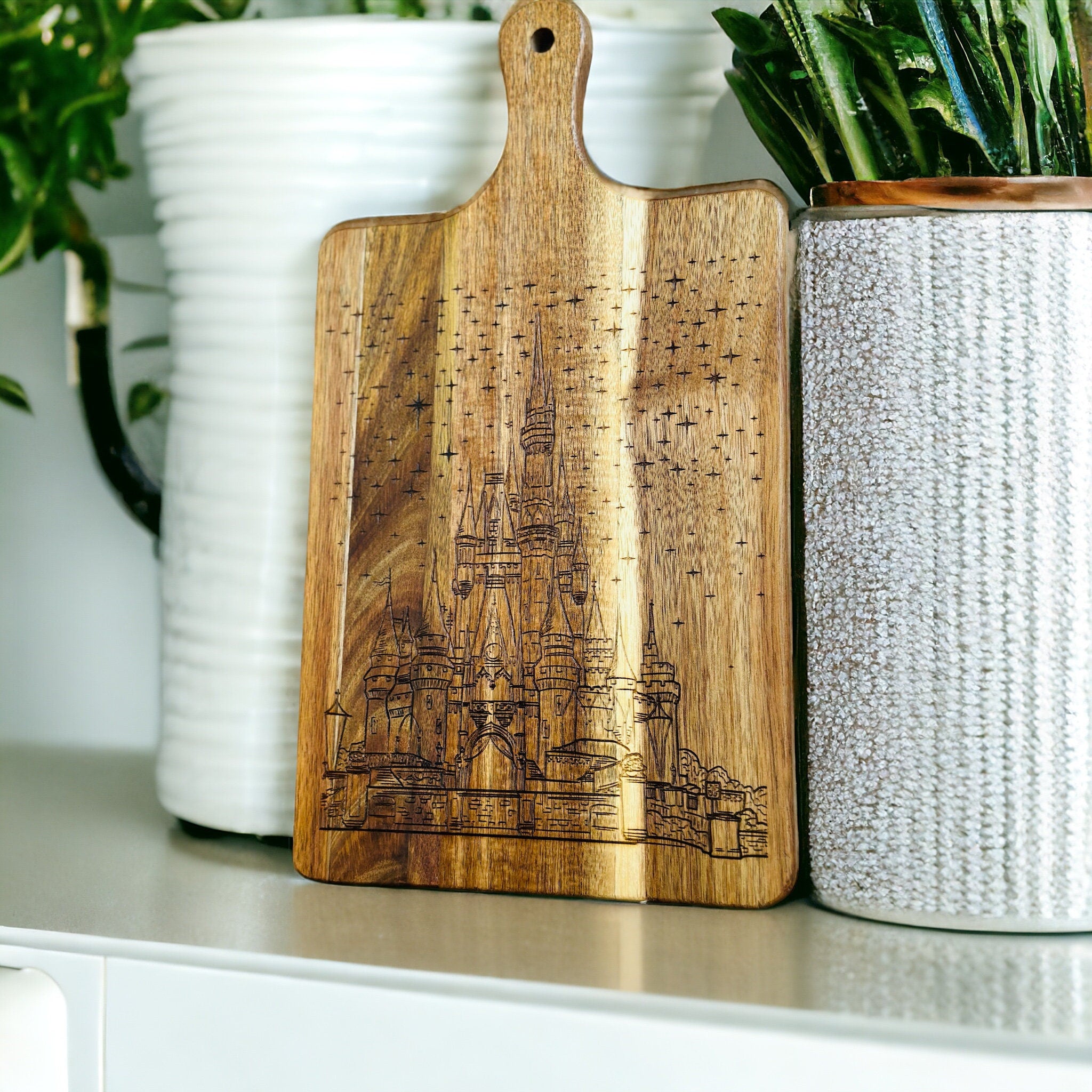 Disney Cinderella Castle Acacia Wood Charcuterie Board