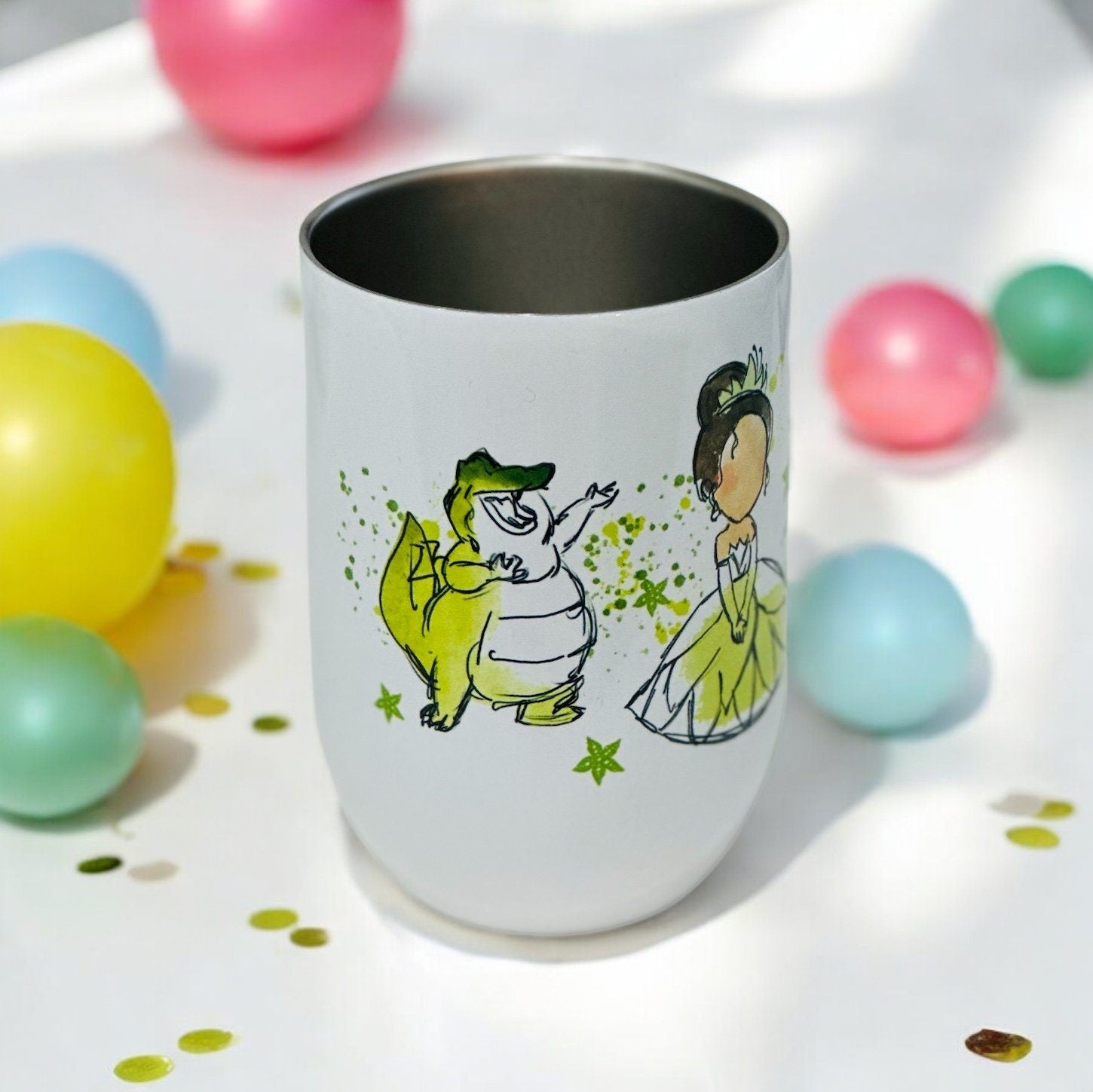 Disney Tiana Princess Frog Stemless Wine Glass 12 OZ
