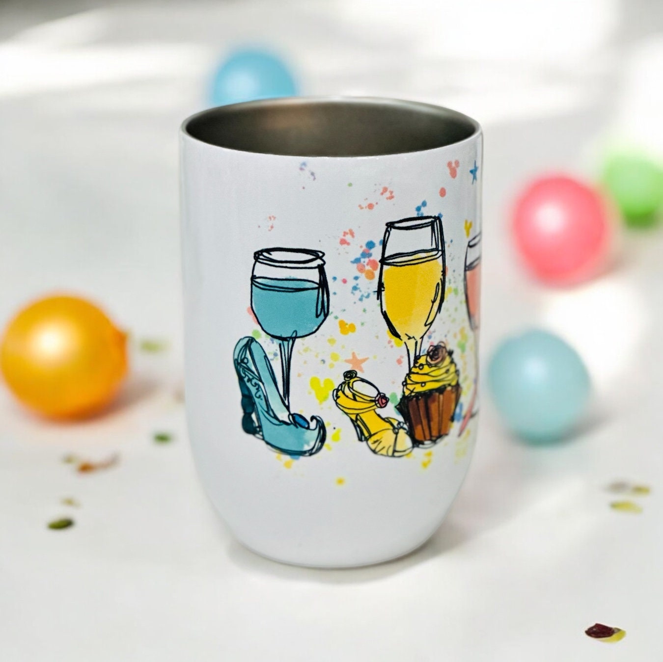 Disney Princess Stemless Wine Glass 12 OZ