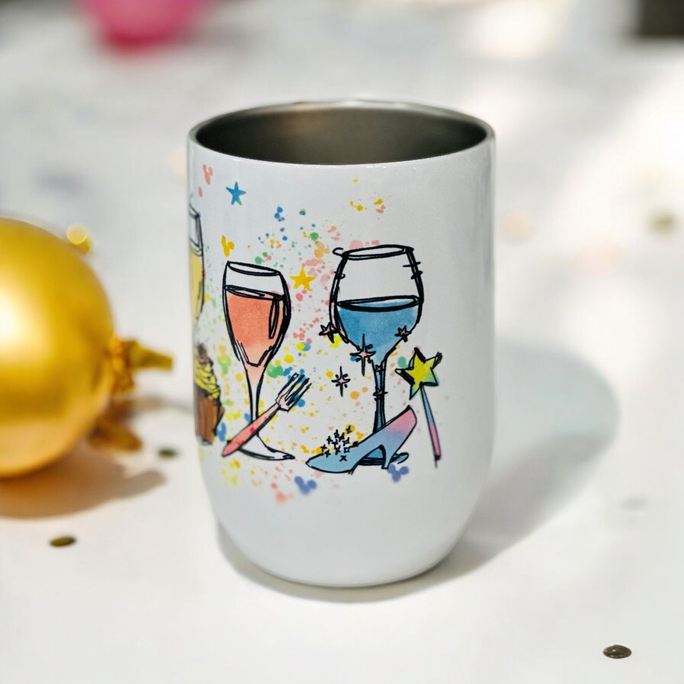 Disney Princess Stemless Wine Glass 12 OZ