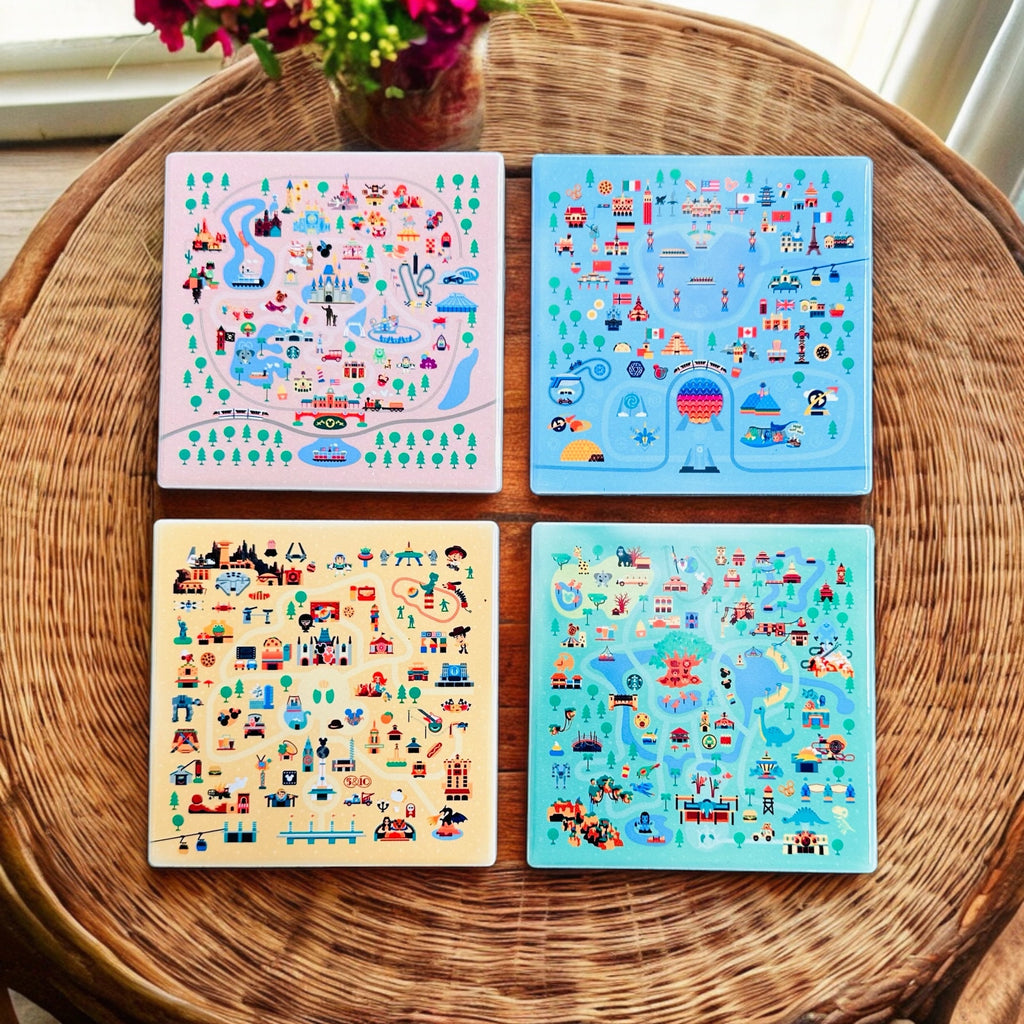 Disney Four Parks Ceramic Coasters Set of 4