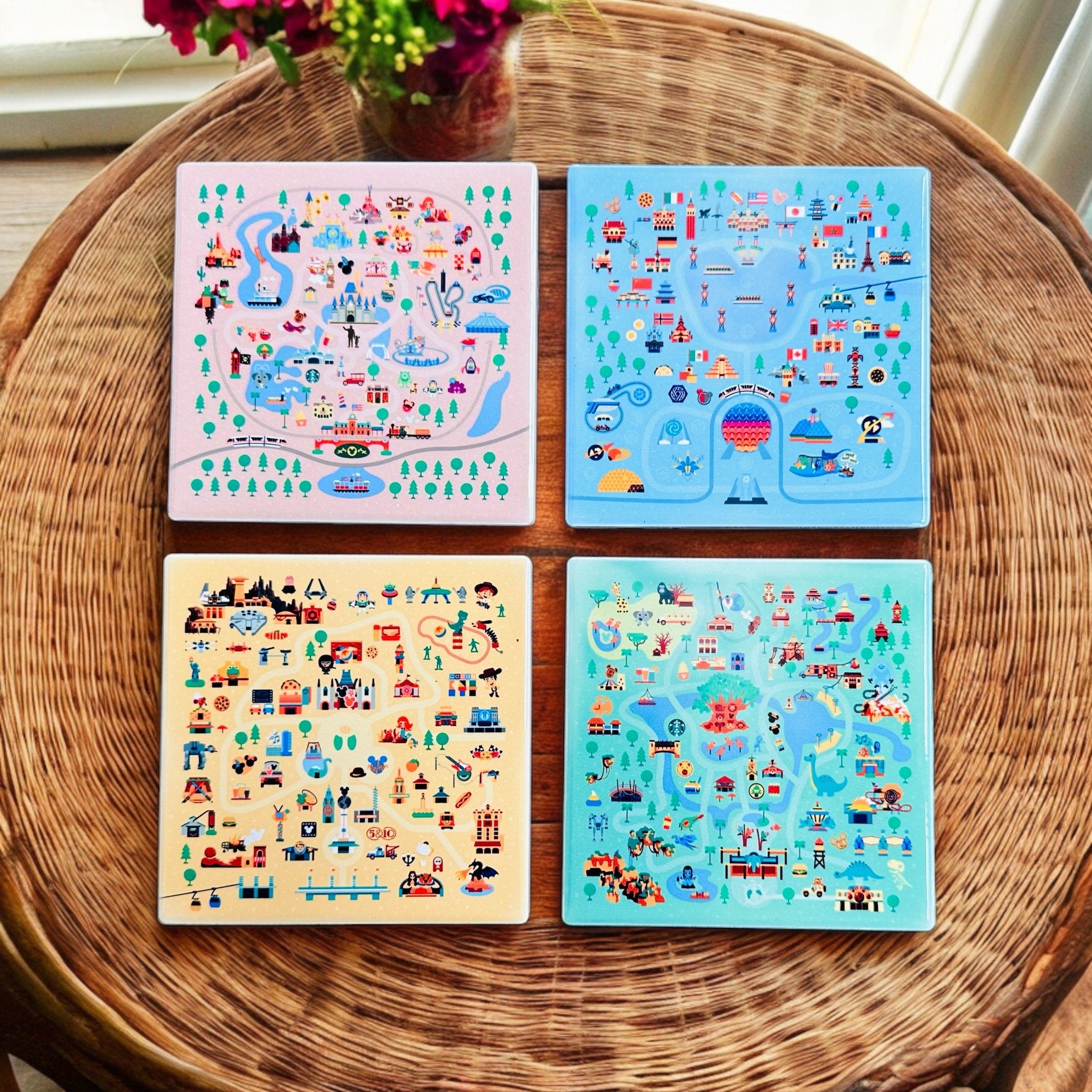 Disney Four Parks Ceramic Coasters Set of 4