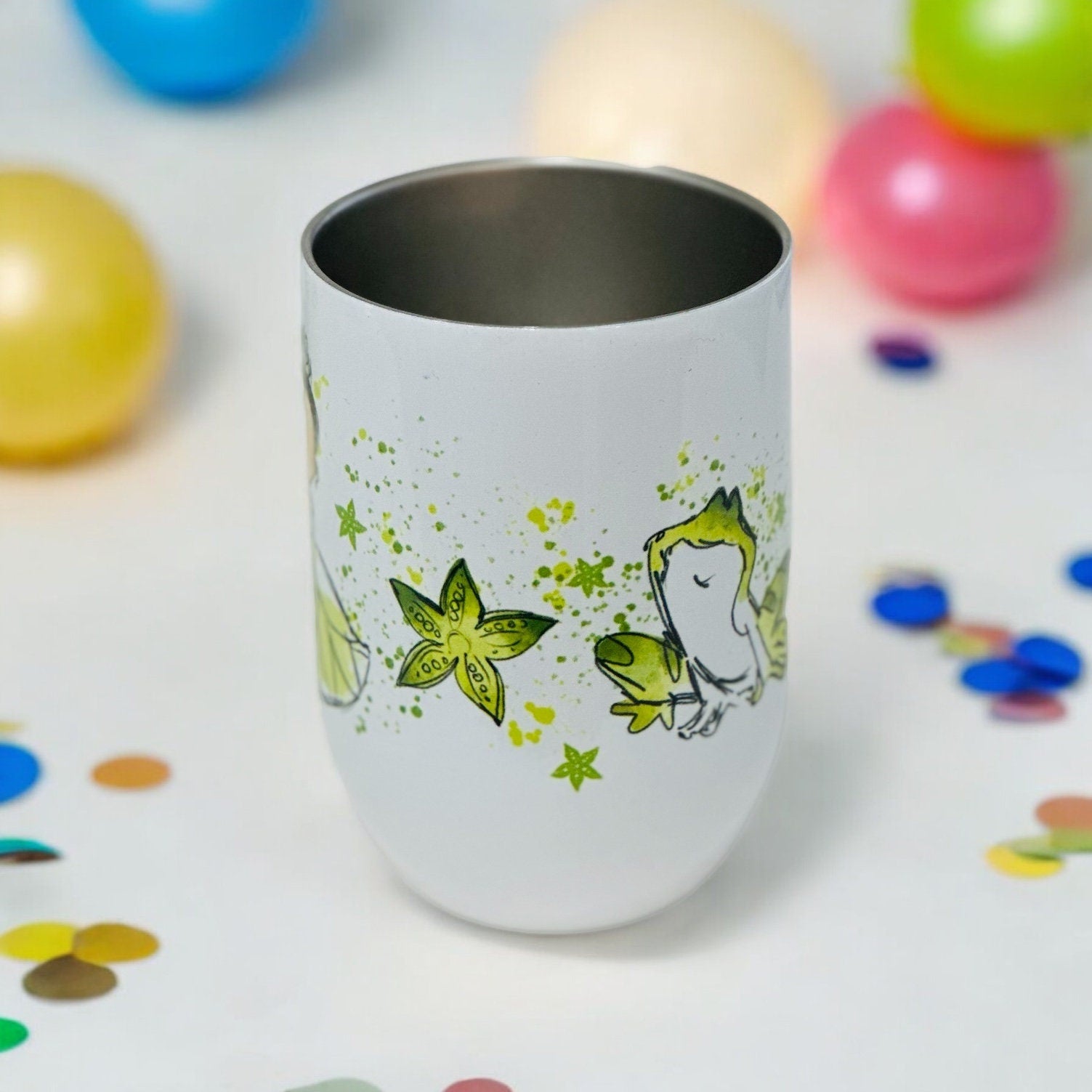 Disney Tiana Princess Frog Stemless Wine Glass 12 OZ