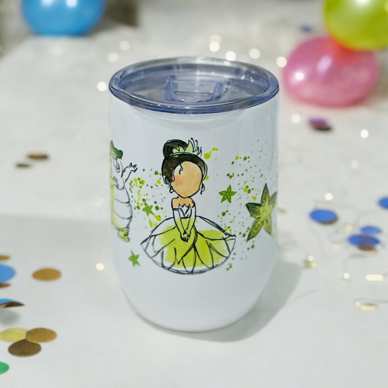 Disney Tiana Princess Frog Stemless Wine Glass 12 OZ