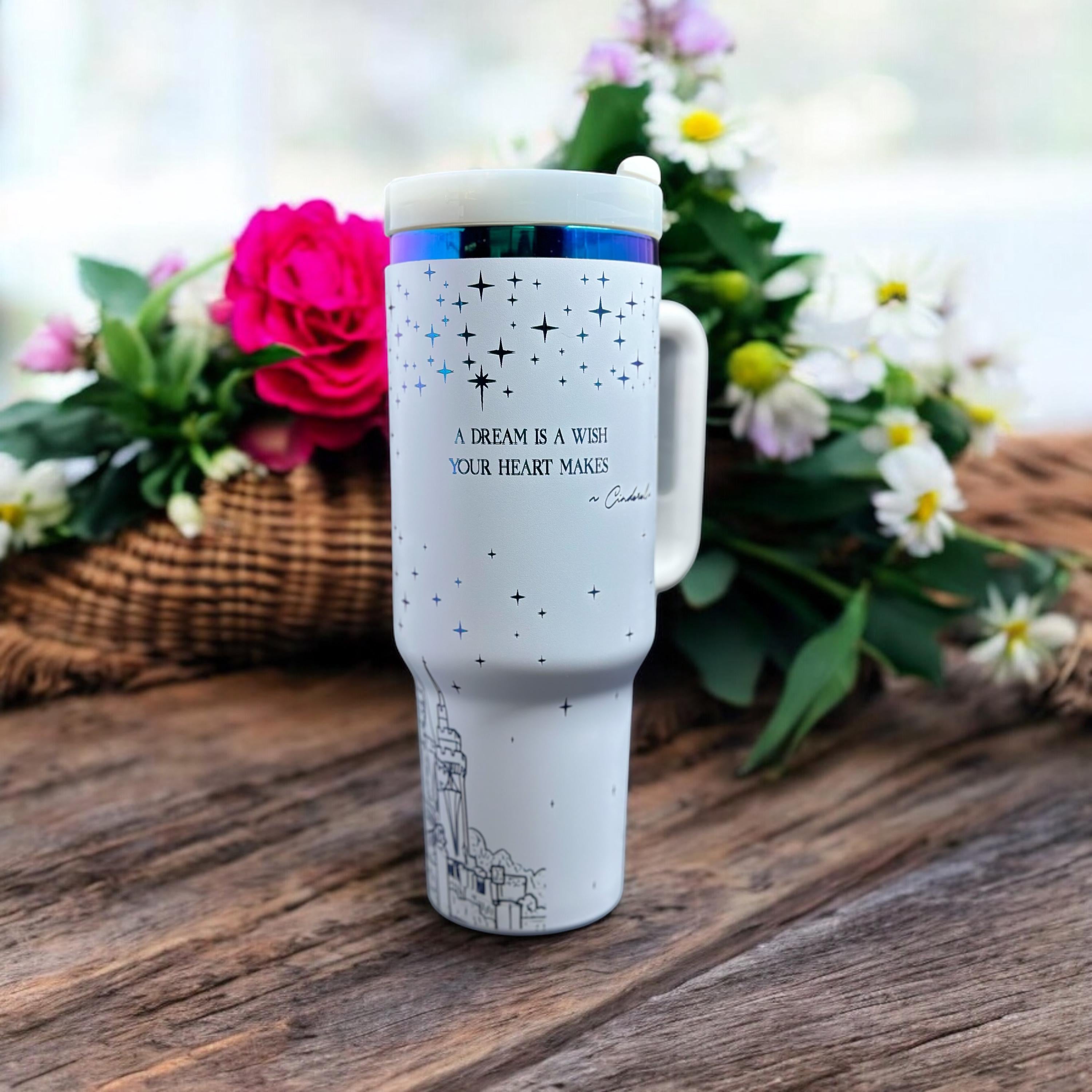 Disney Castle Stanley Style Engraved Tumbler 40 OZ