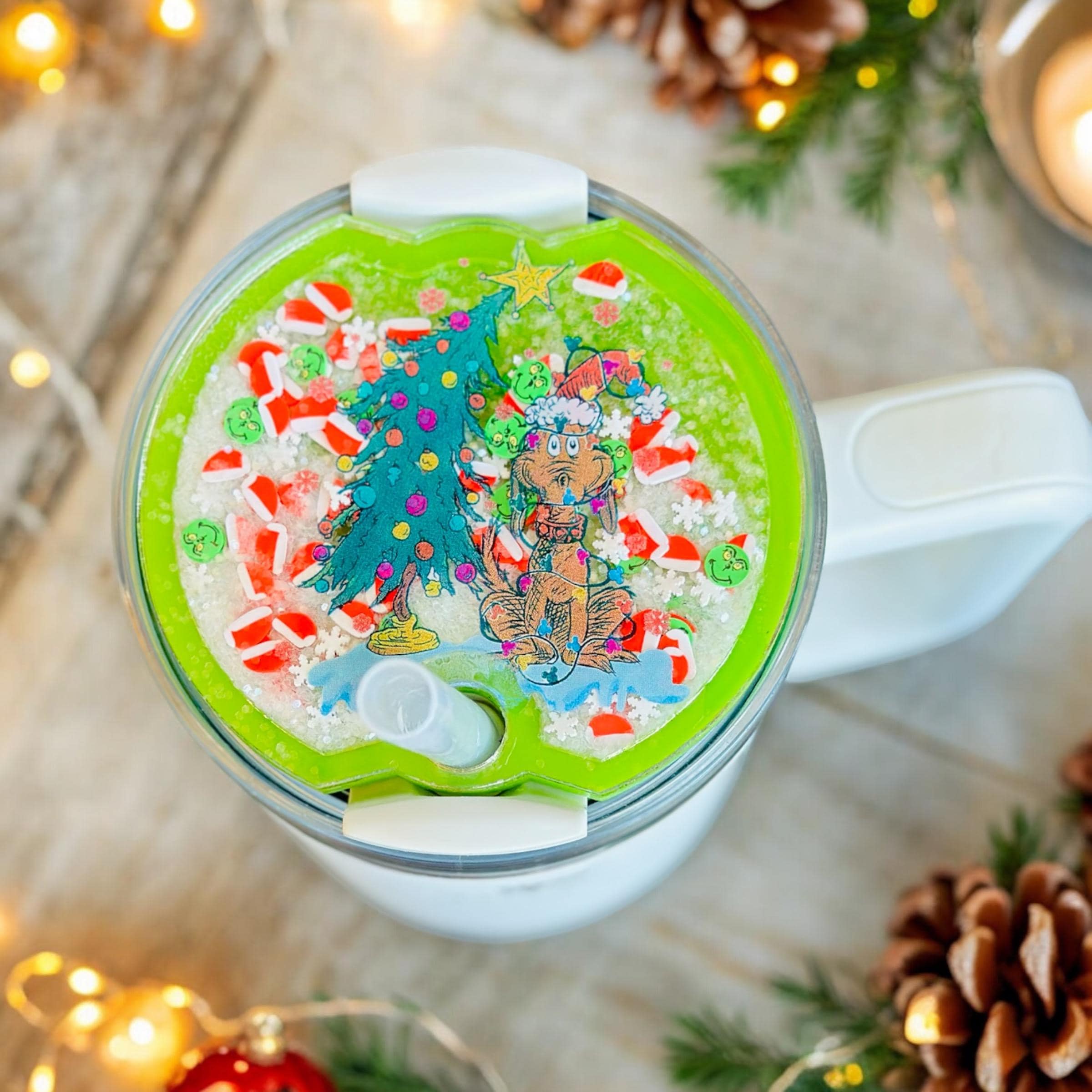 Grinch Inspired Stanley Tumbler Shaker Topper
