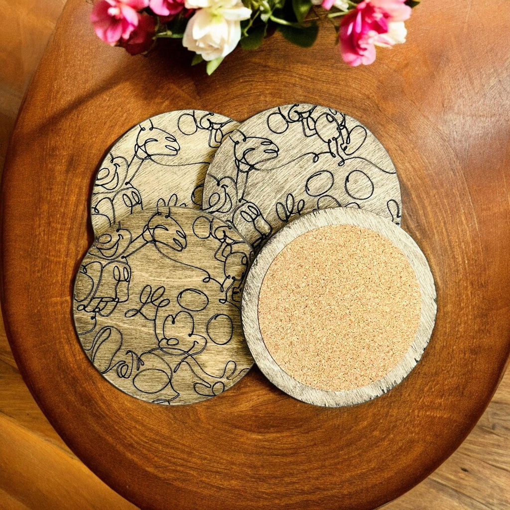 Disney Mickey Mouse Engraved Wood Coaster Set