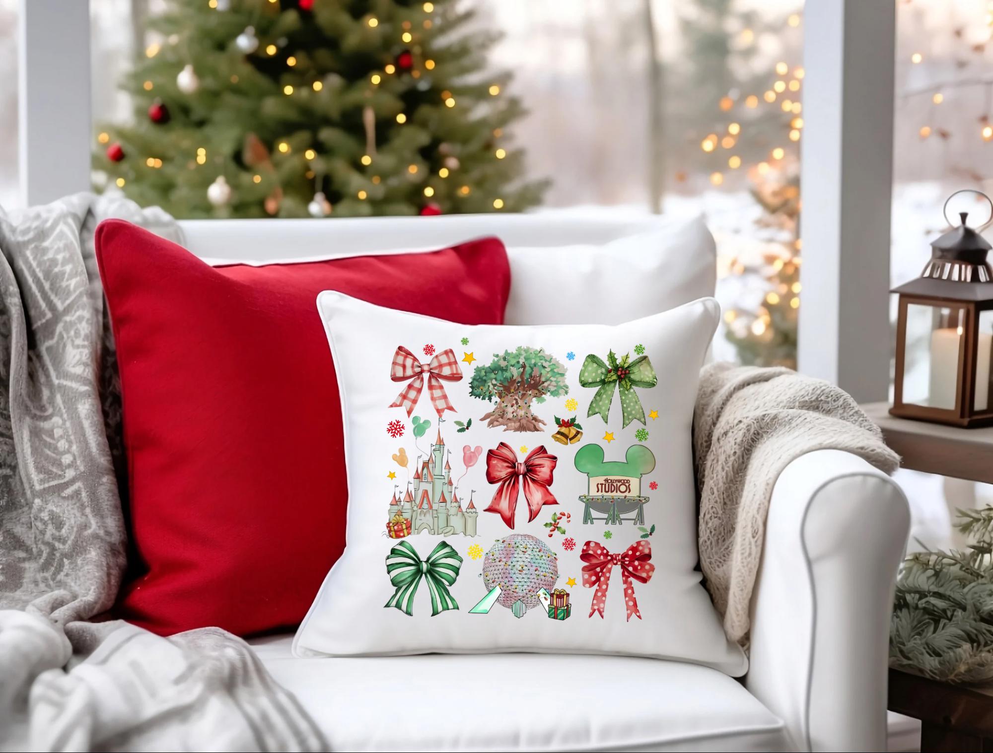 Disney Four Park Christmas Pillow Home Decor