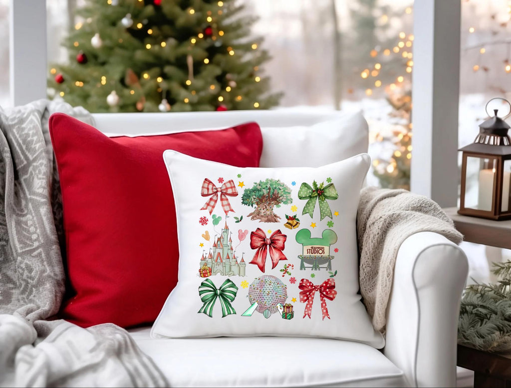 Disney Four Park Christmas Pillow Home Decor
