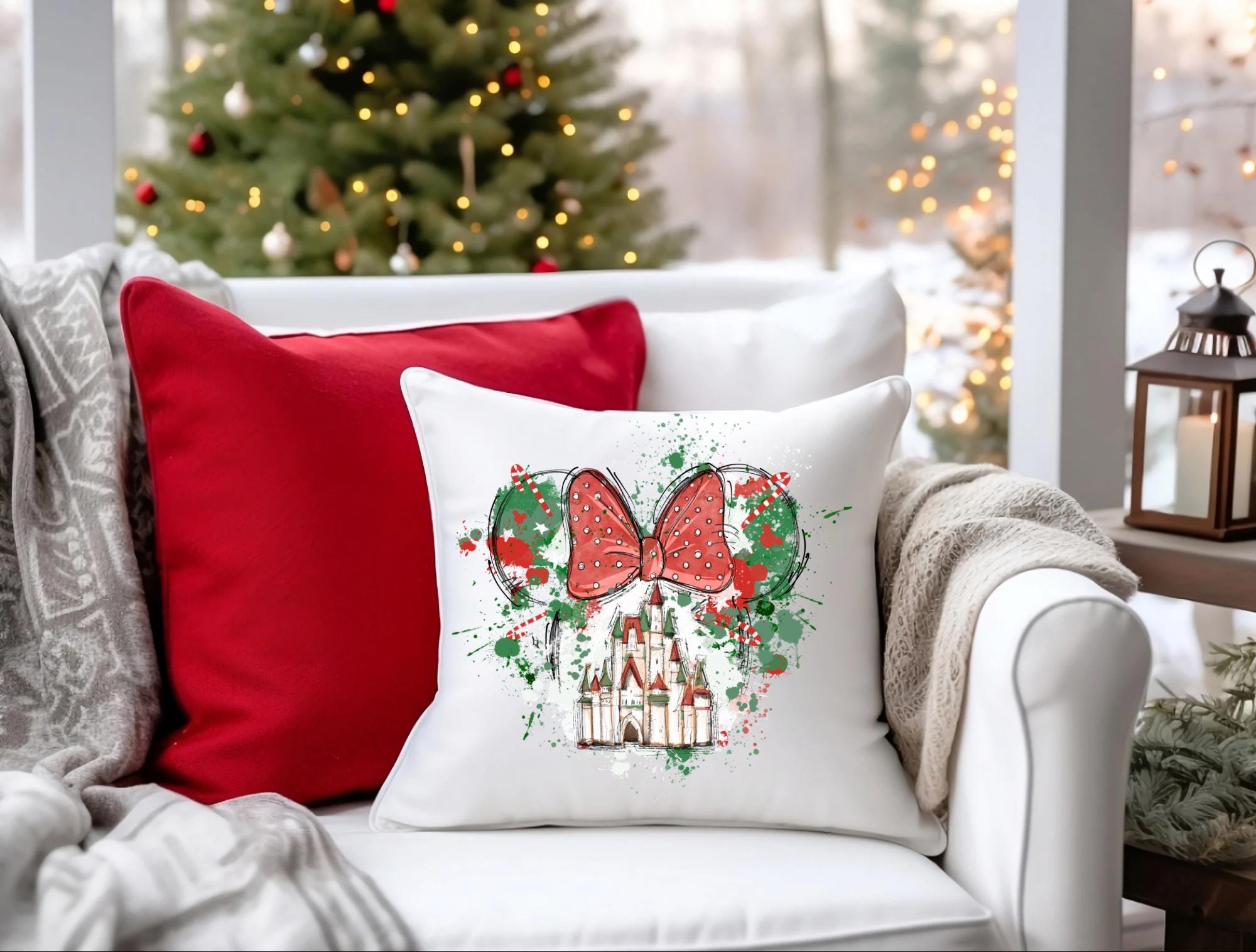 Disney Castle Christmas Throw Pillow Cover