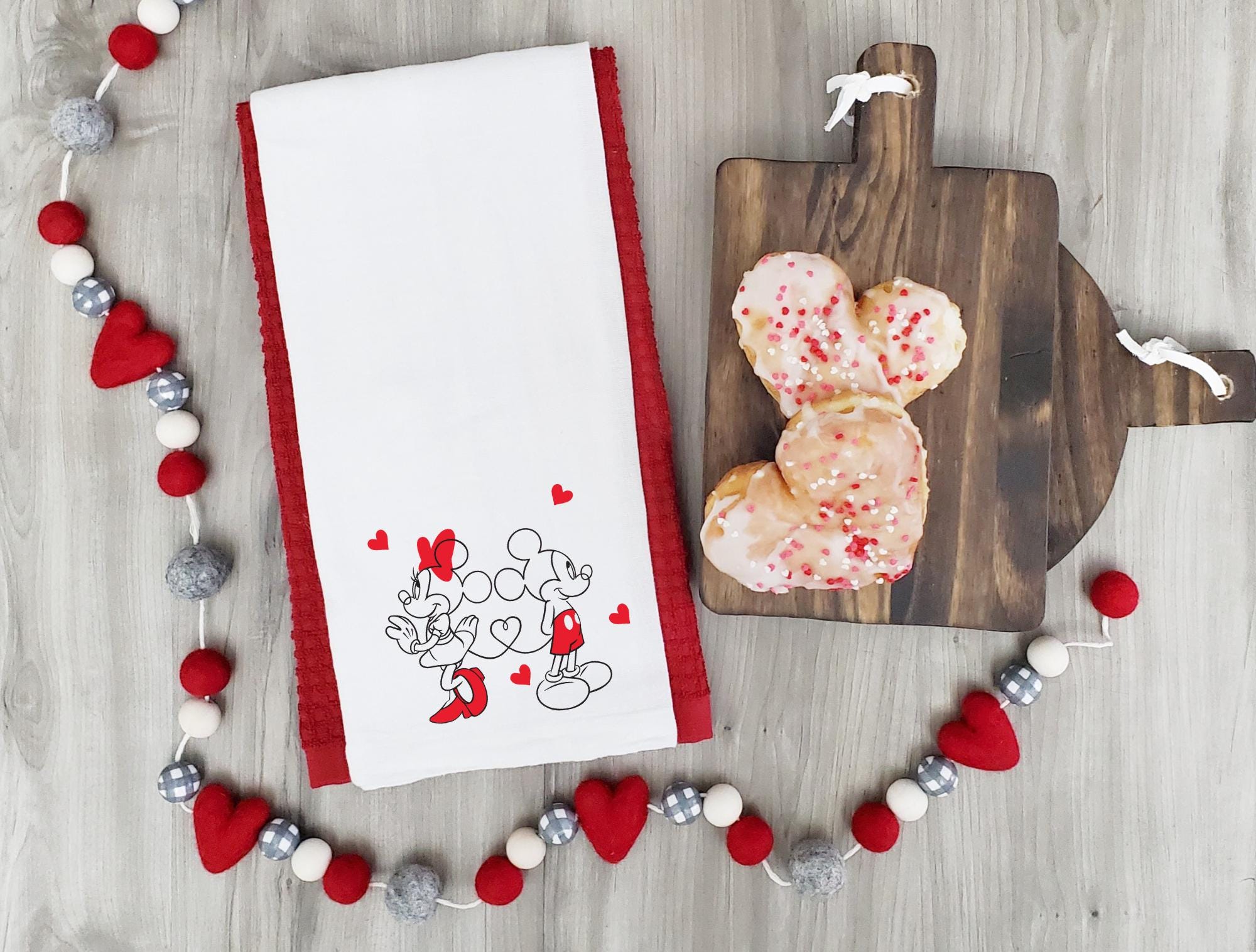 Disney Valentines Mickey Minnie Hand Towel Kitchen Towel