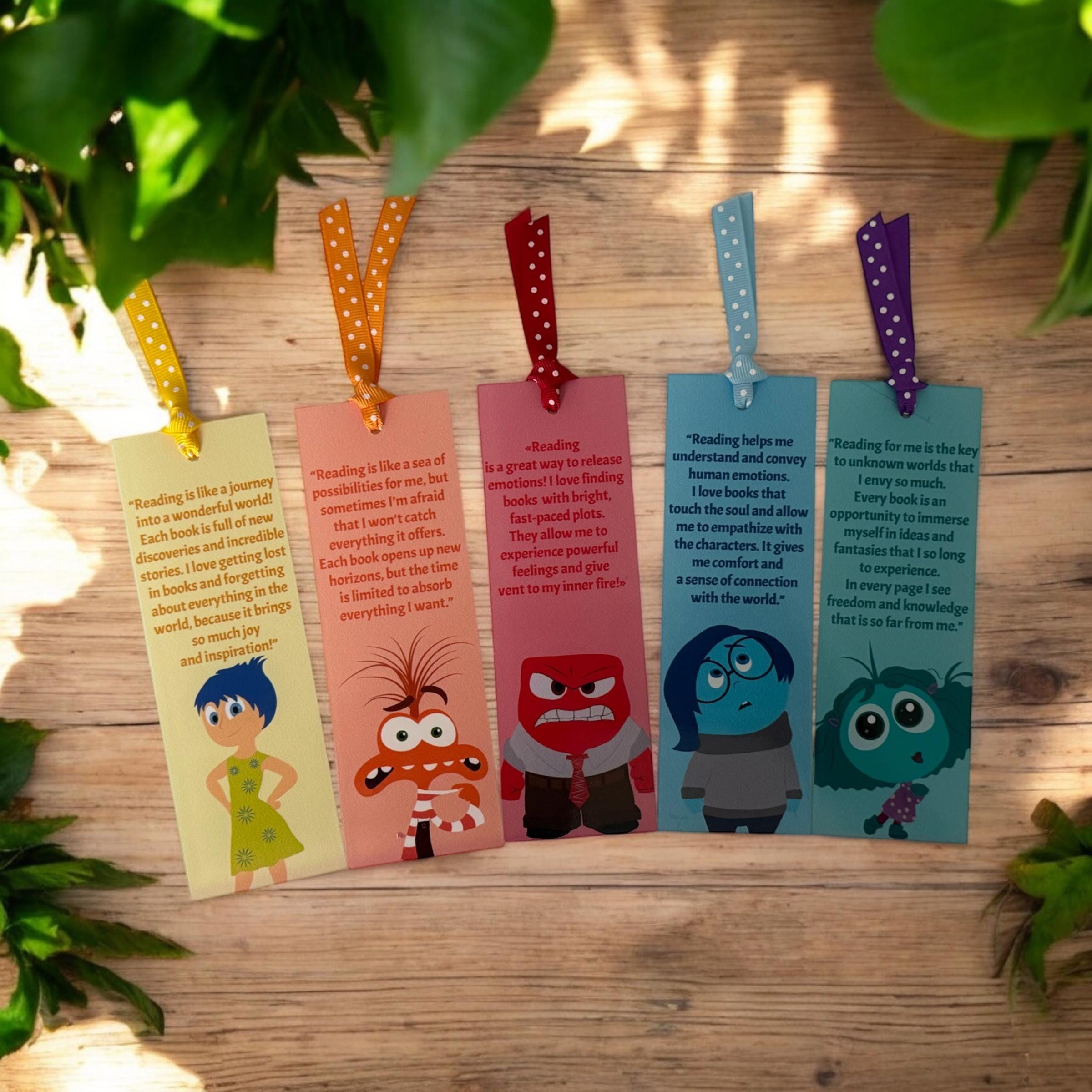 Disney Inside Out Bookmark Set of 5 Anxiety Joy Sadness Envy Anger Bookmark