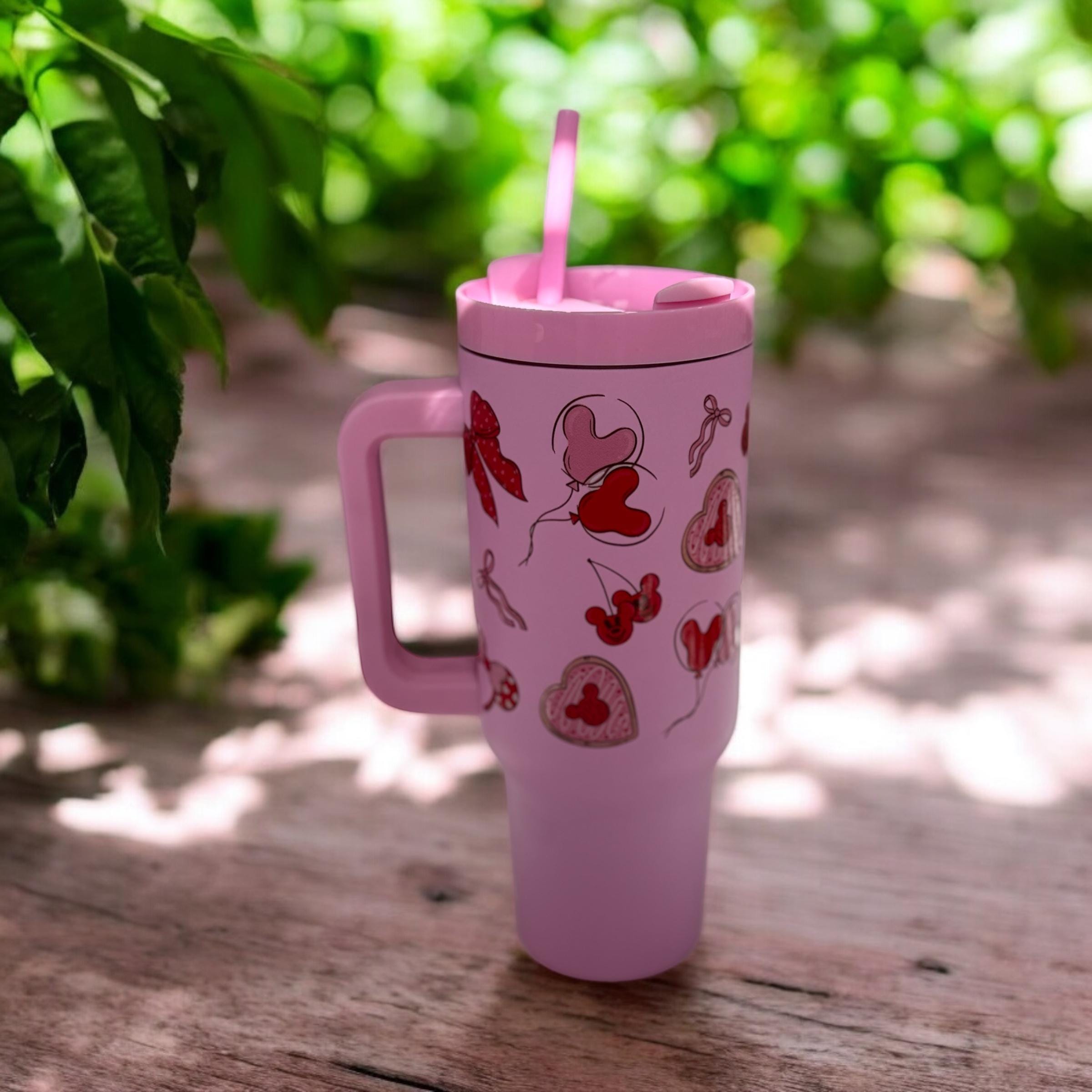 Disney Valentine Mickey Minnie Stanley Style Tumbler 40 OZ