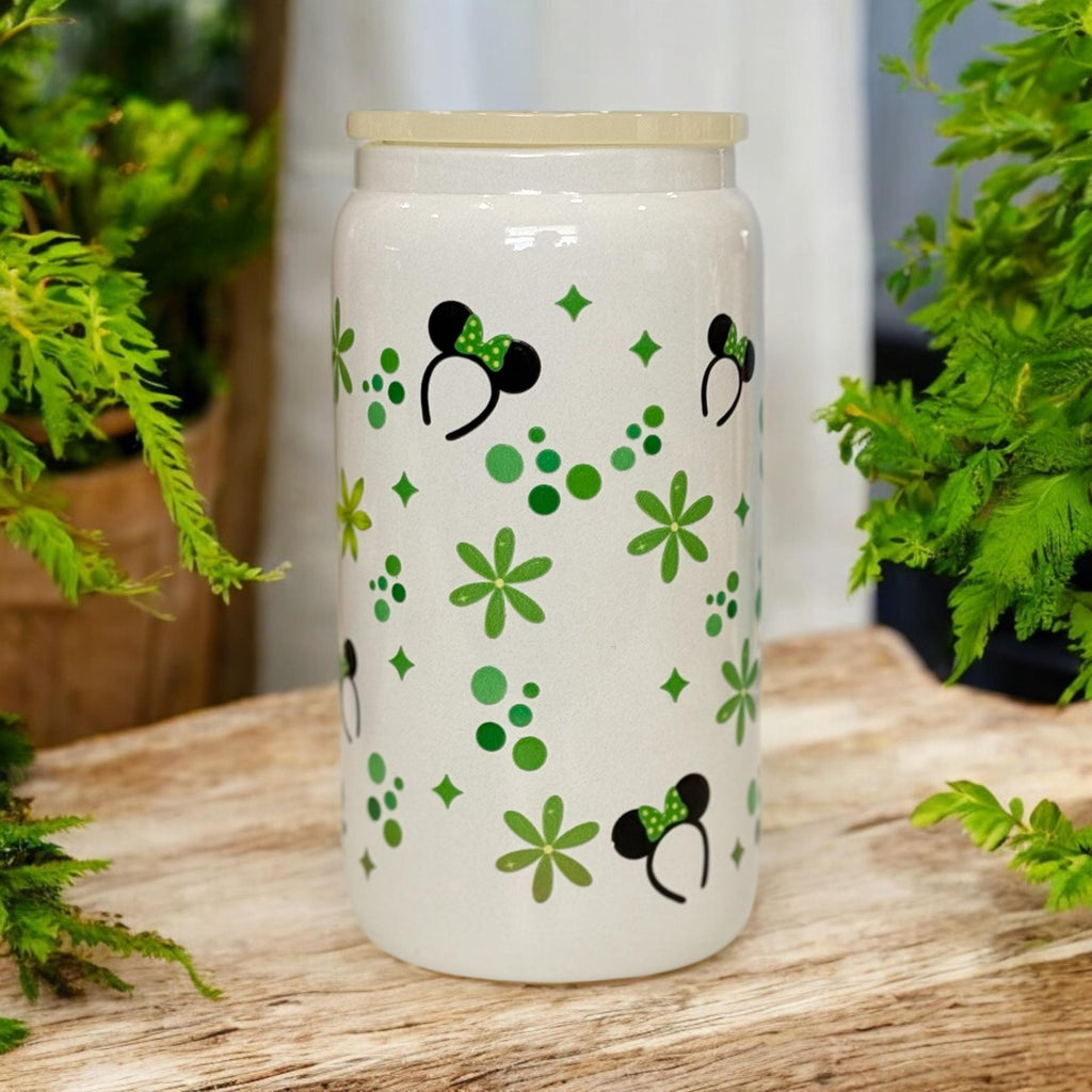 Disney Tinkerbell Glass Can 16 OZ Tumbler