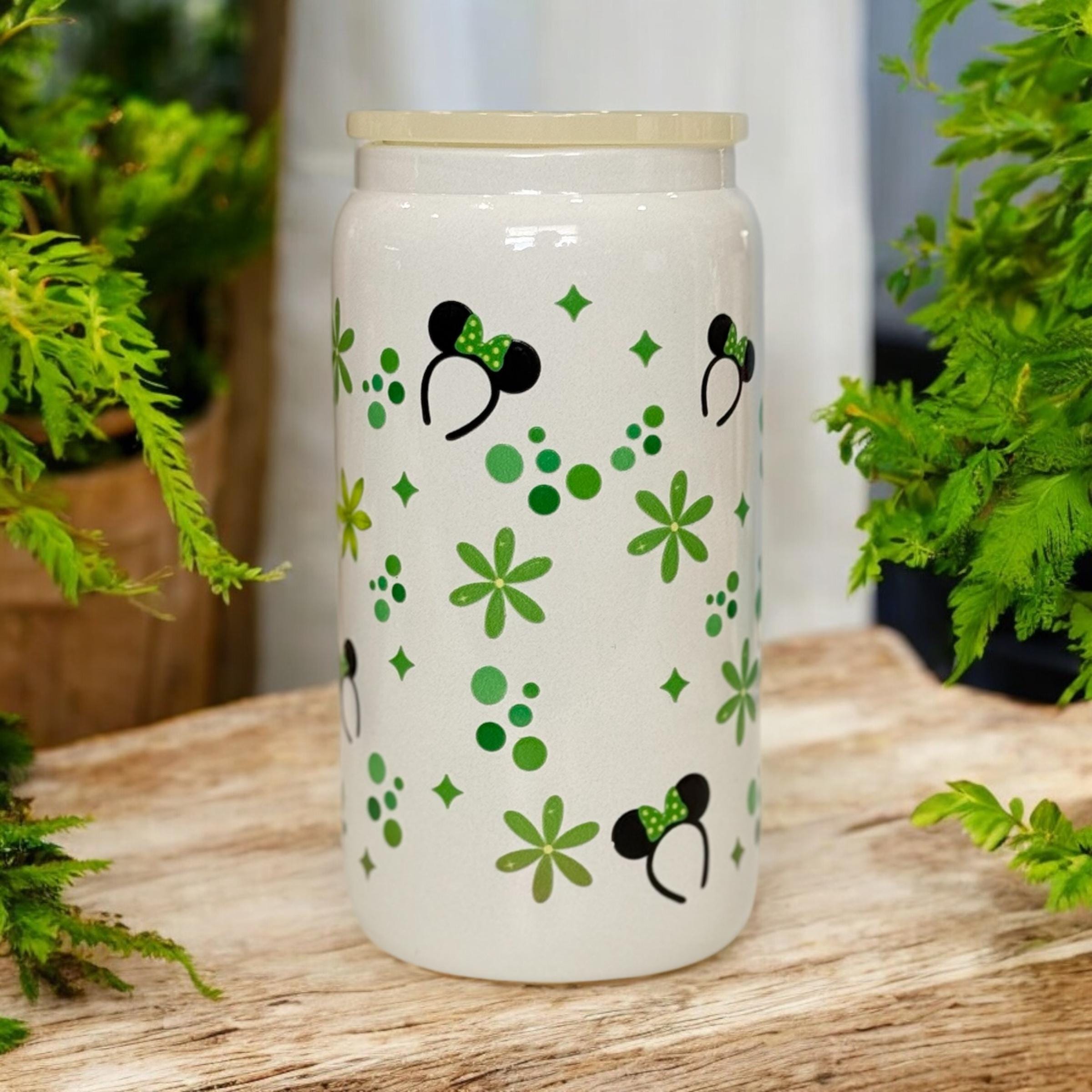 Disney Tinkerbell Glass Can 16 OZ Tumbler