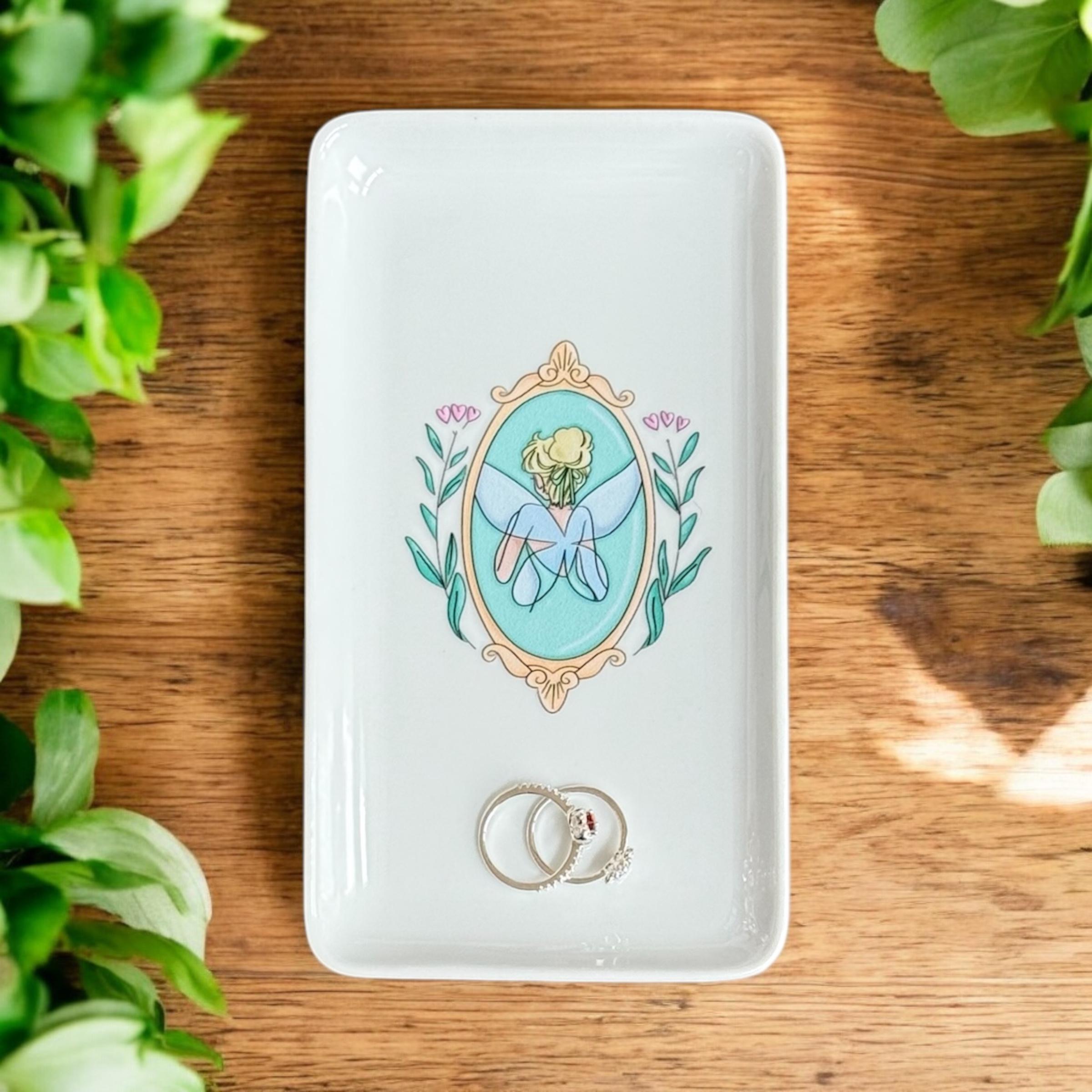 Disney Tinkerbell Ceramic Jewelry Dish Trinket Tray