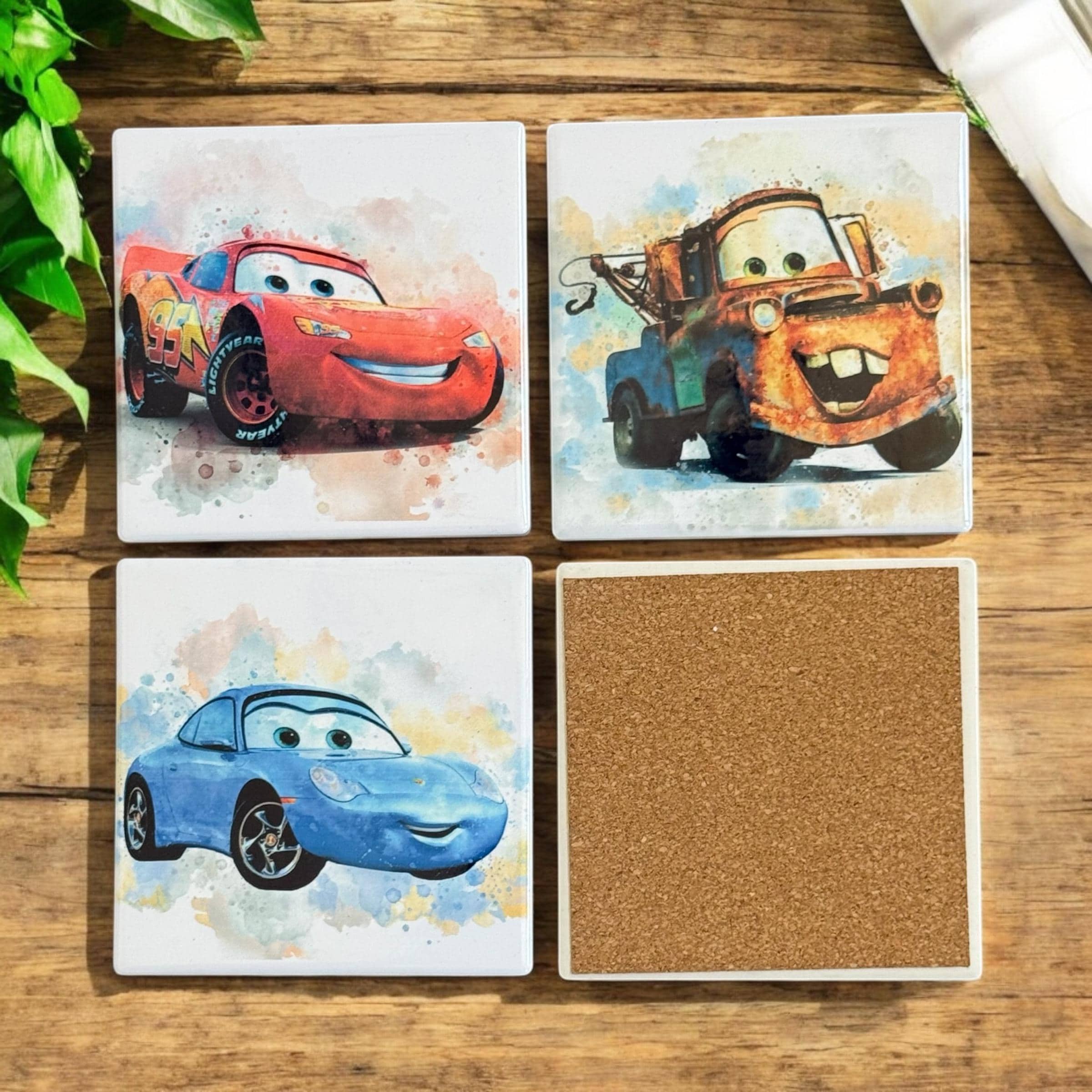 Disney Cars Coaster Set Ceramic Lightening McQueen