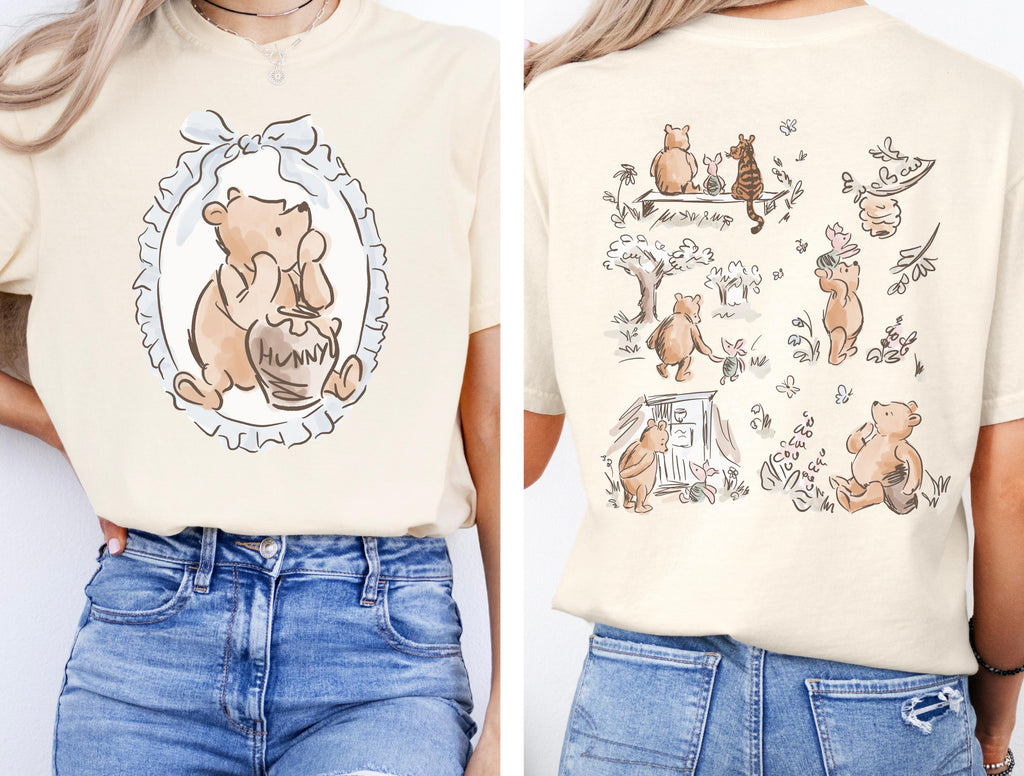 Disney Pooh Comfort Colors T-Shirt Coquette Pooh and Friends