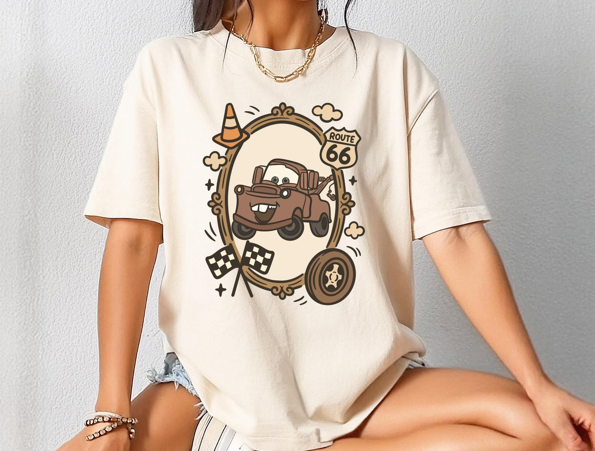 Disney Cars Mater Comfort Color T-Shirt Coquette Lightening McQueen Shirt