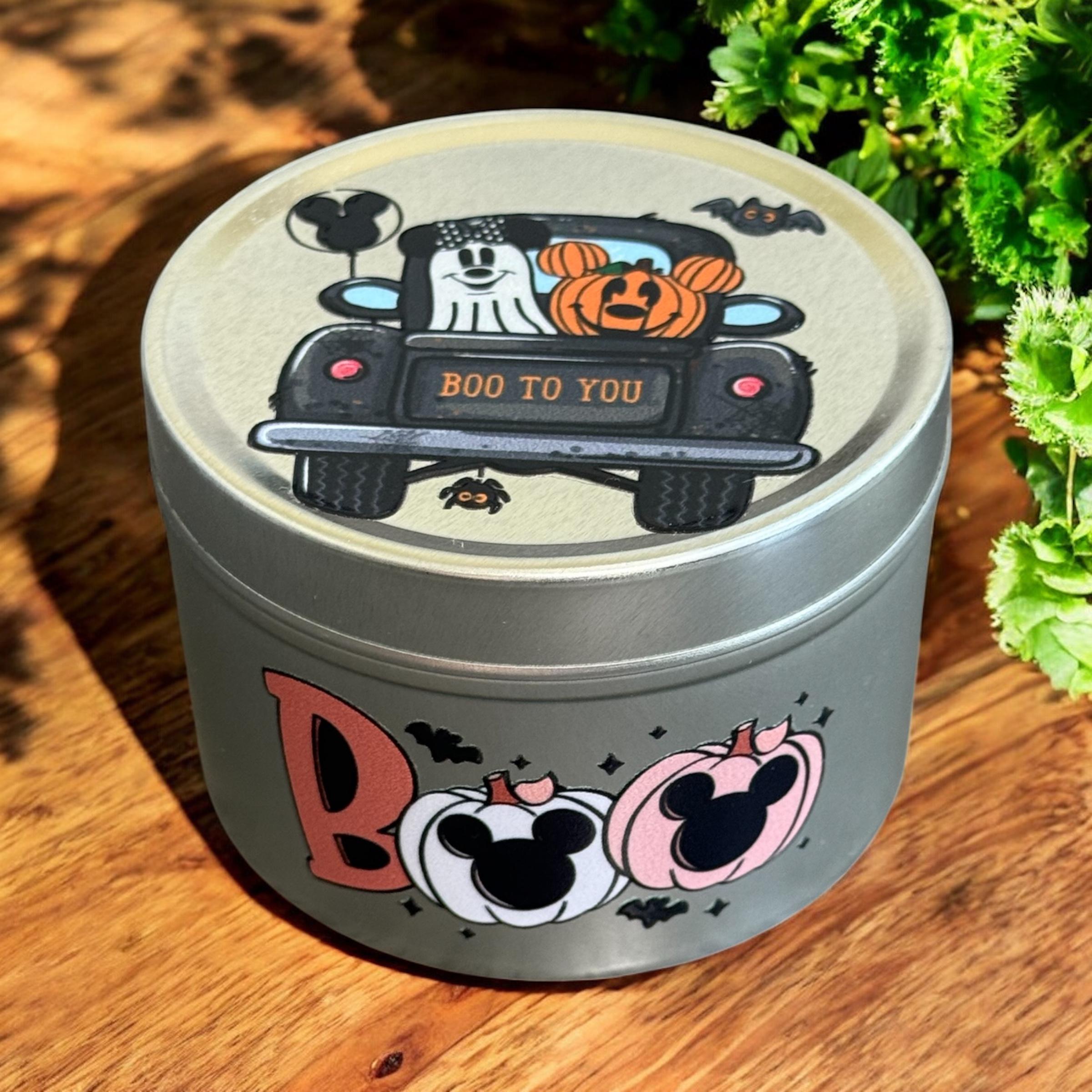 Disney Mickey Halloween Candle Tin Candy Corn Boo To You