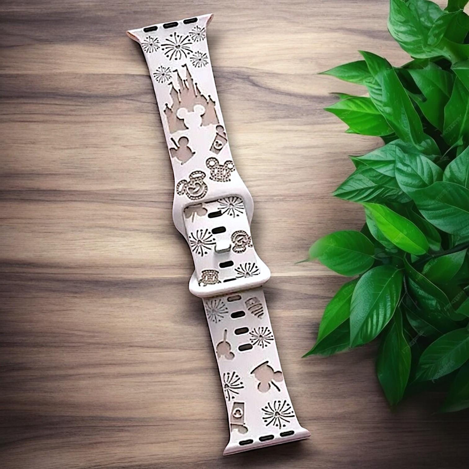Disney-Inspired Apple Watch Band â€“ Castle, Mickey, Fireworks Design | Cute Silicone Strap for Apple Watch Series 1-9 | Magical Gift