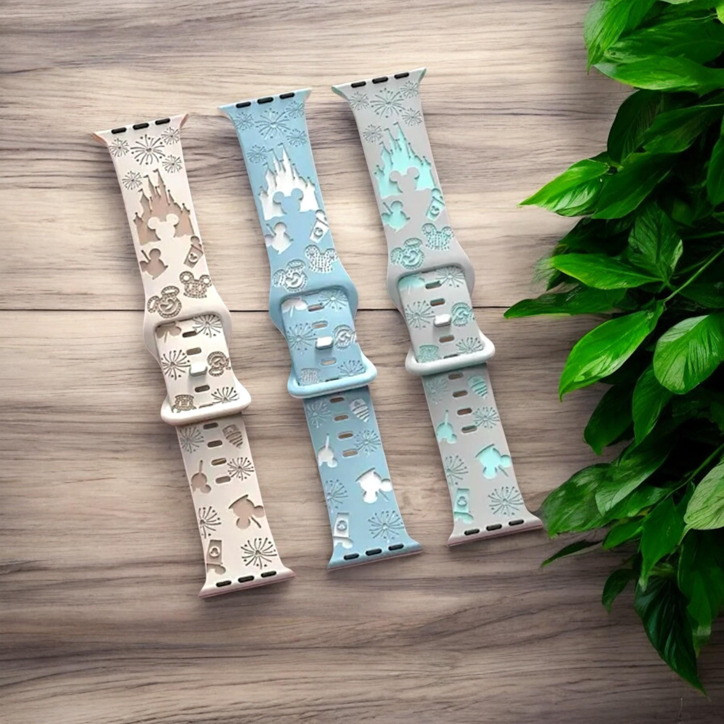 Disney-Inspired Apple Watch Band â€“ Castle, Mickey, Fireworks Design | Cute Silicone Strap for Apple Watch Series 1-9 | Magical Gift