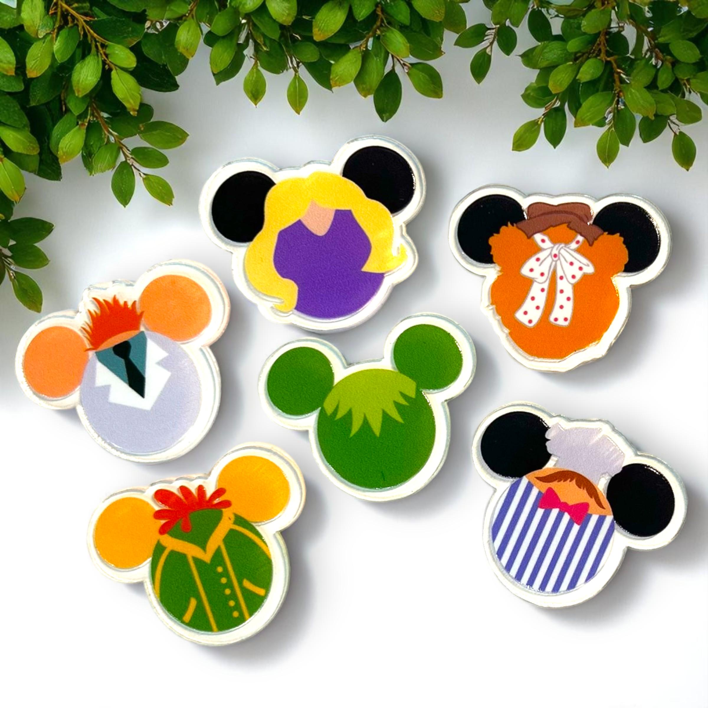 Muppets Mickey Ear Magnets | Set of 6 Handmade Disney Fridge Magnets | Kermit, Miss Piggy, Beaker, Fozzie, Swedish Chef | Muppets Gift Idea