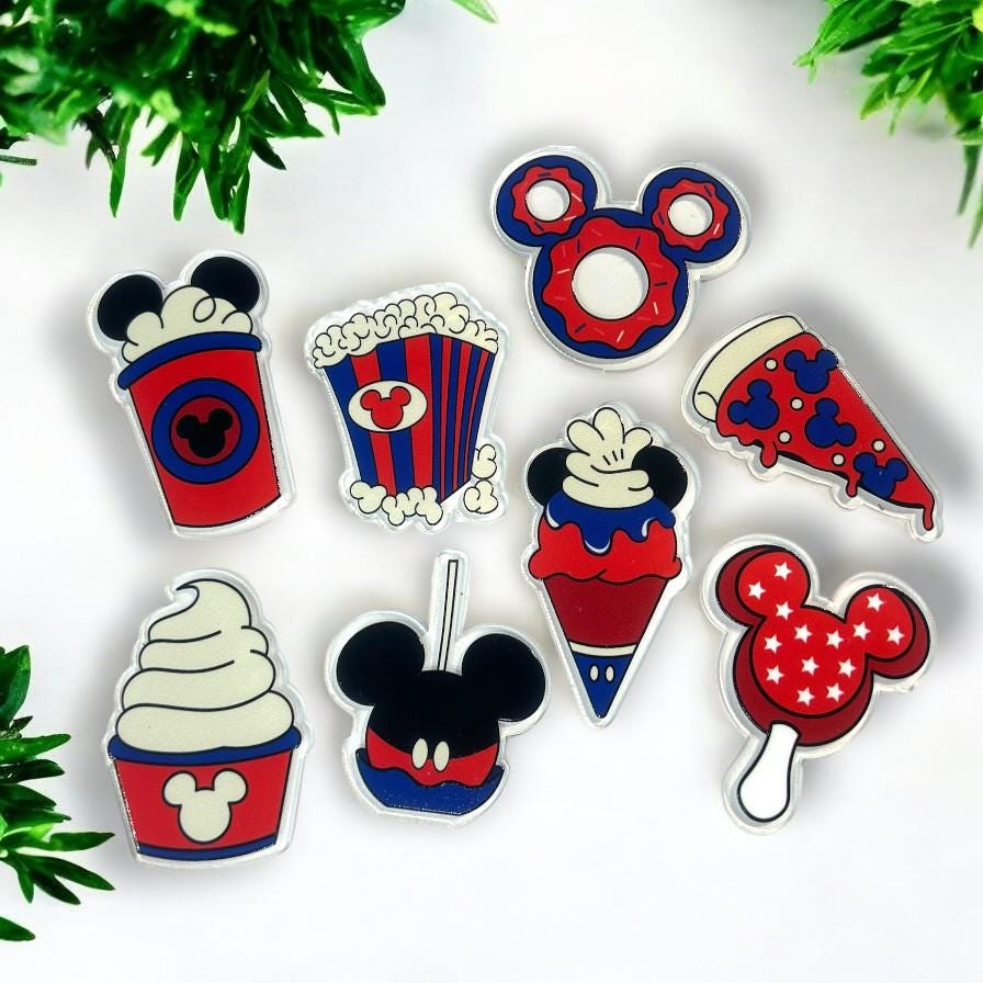 Patriotic Disney Snack Magnets | 4th of July Mickey Food Magnets | Red, White & Blue Mouse Ears Magnet Set | Summer Disney Decor