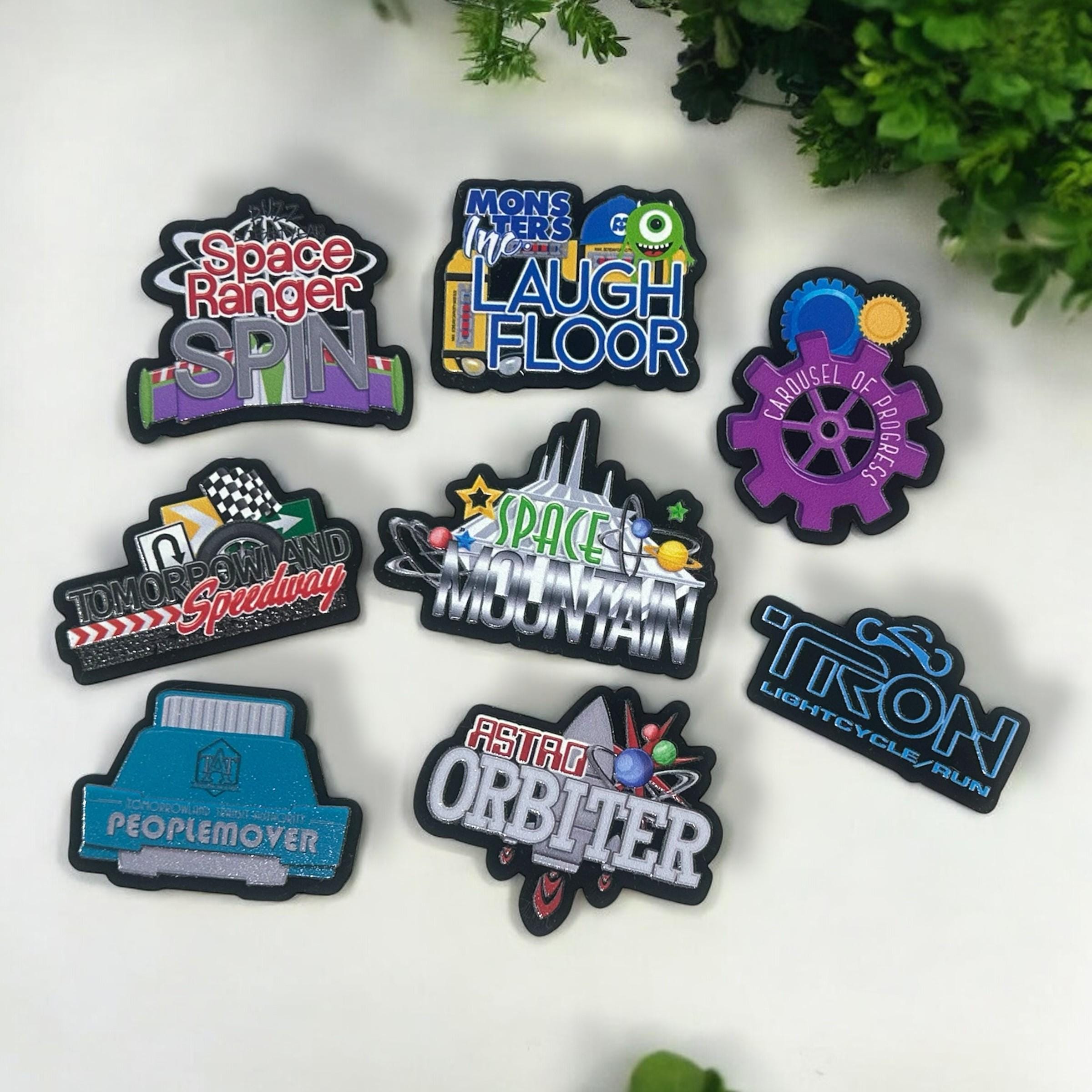 Tomorrowland Disney Ride Magnets Set â€“ Space Mountain, TRON, Buzz Lightyear, PeopleMover Fridge Decor - WDW