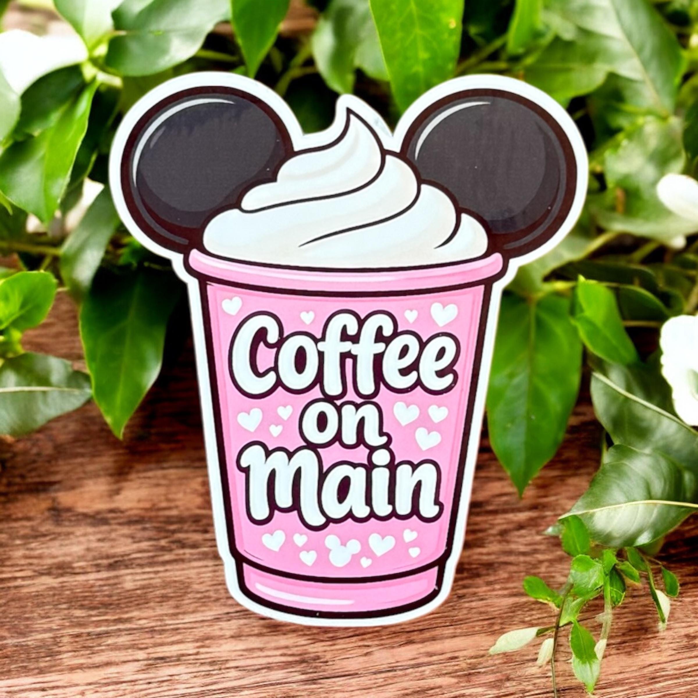 Disney Inspired Coffee On Main Sticker Mickey Latte Laptop Decal