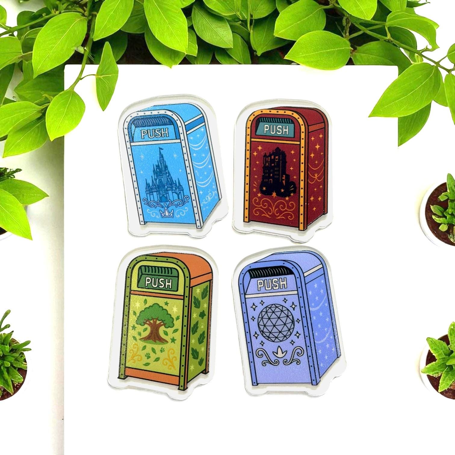 Disney Parks Trash Can Magnet Set â€“ Theme Park-Inspired Fridge Magnets | WDW or Disneyland Set or Full Collection of 6