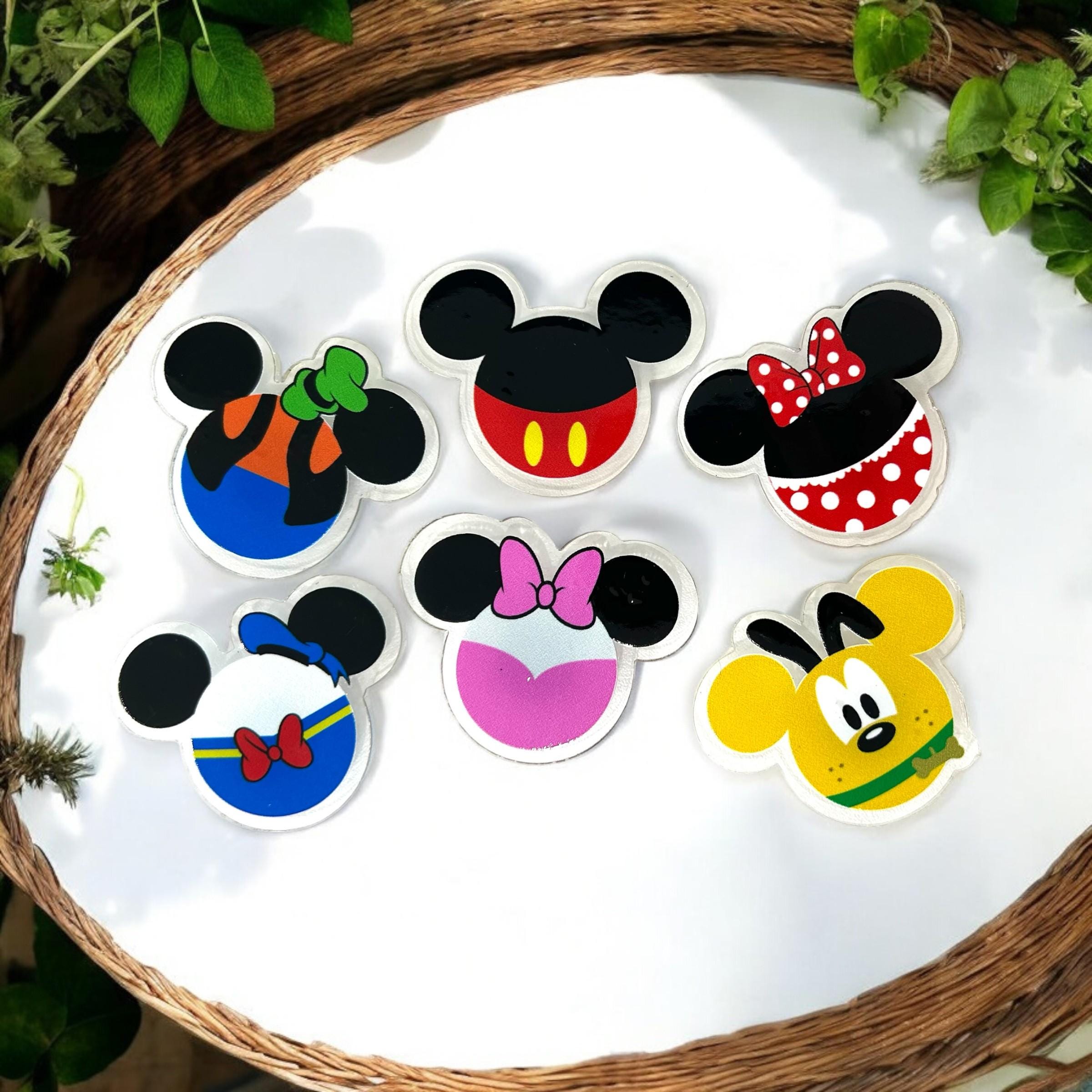 Mickey Friends Mickey Ear Magnet Set | Set of 6 Disney Character Fridge Magnets | Minnie, Goofy, Donald, Daisy, Pluto | Handmade Gift