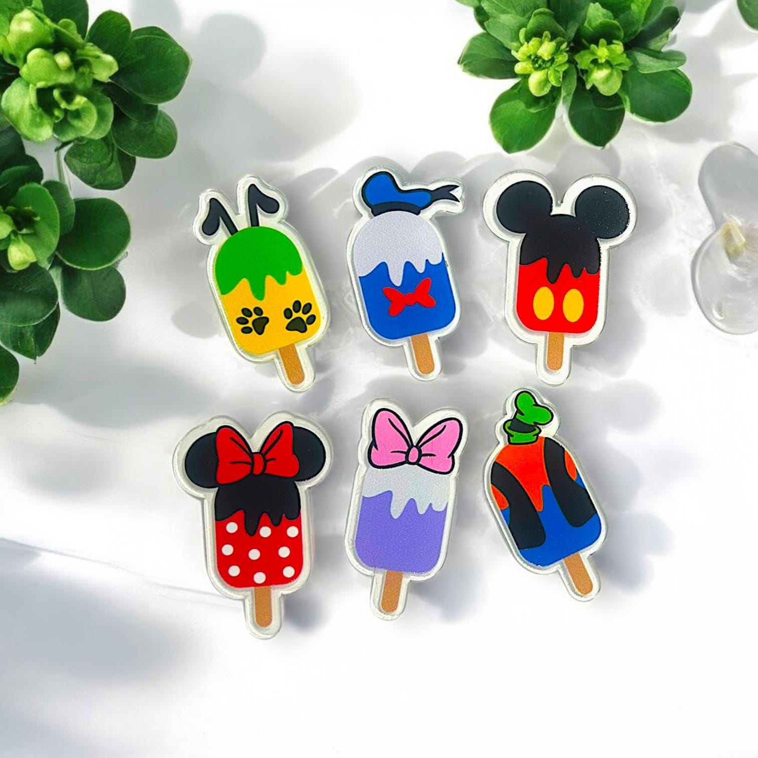 Disney Popsicle Magnet Set | Mickey & Friends Ice Cream Style Fridge Magnets | Handmade Cute Disney Gift | Minnie, Pluto, Donald, Goofy