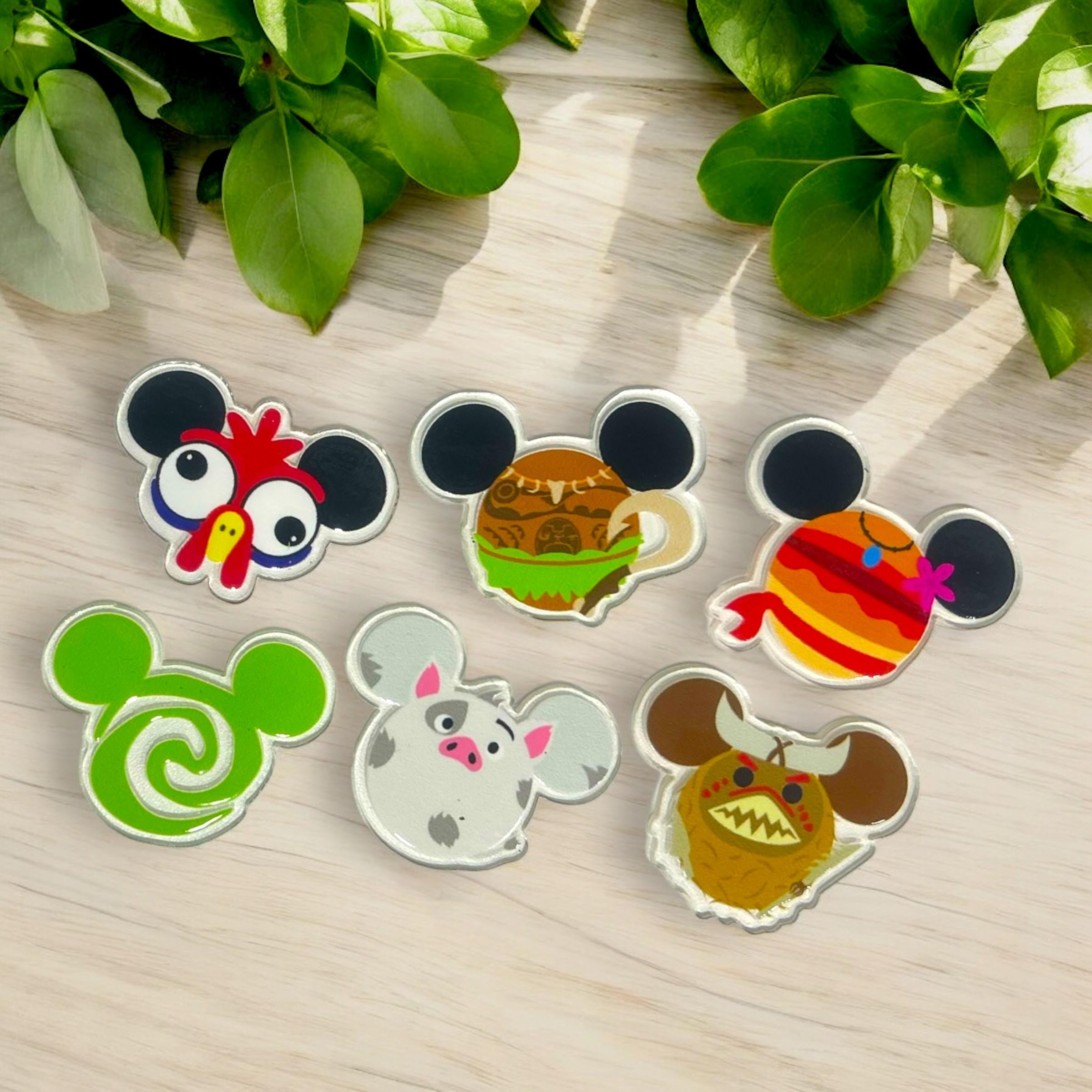 Moana Mickey Ear Magnet Set | Handmade Disney Fridge Magnets | Hei Hei, Pua, Moana, Maui, Te Fiti, Kakamora | Polynesian Island Gift