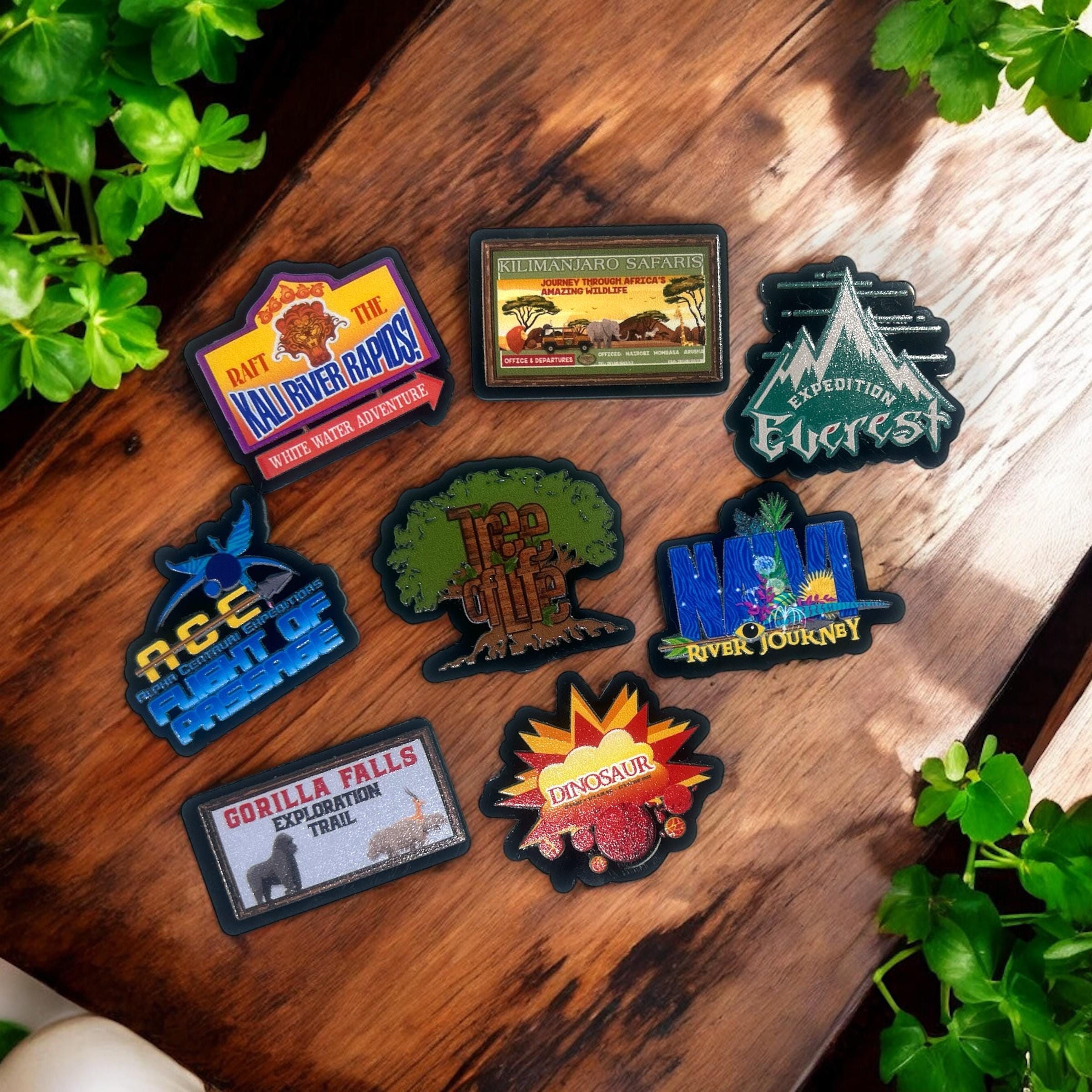 Animal Kingdom Ride Magnets | Set of 8 Disney-Inspired Attractions | Acrylic Fridge Magnet Set | Theme Park Adventure Gift