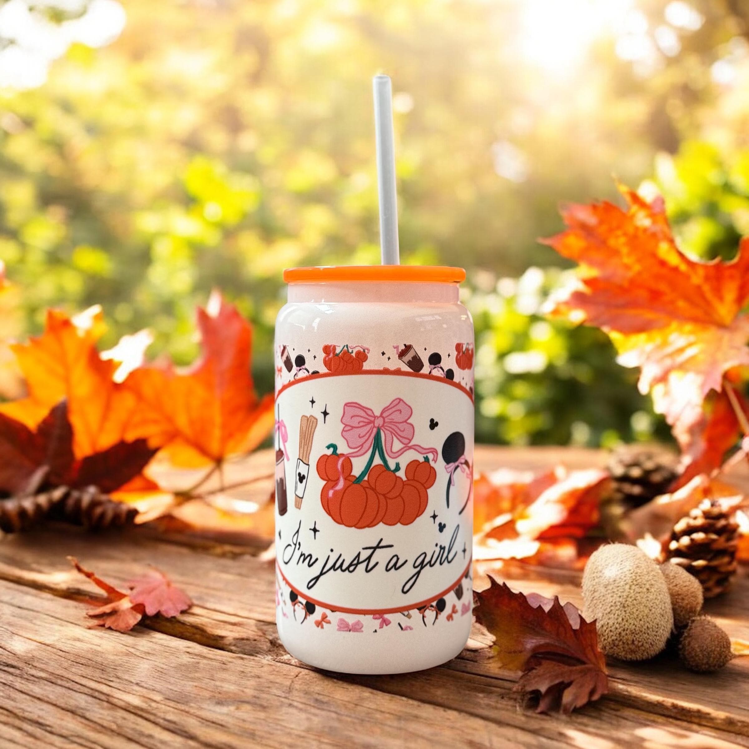 Disney Fall Pumpkin Libbey Glass Can Mickey Cup